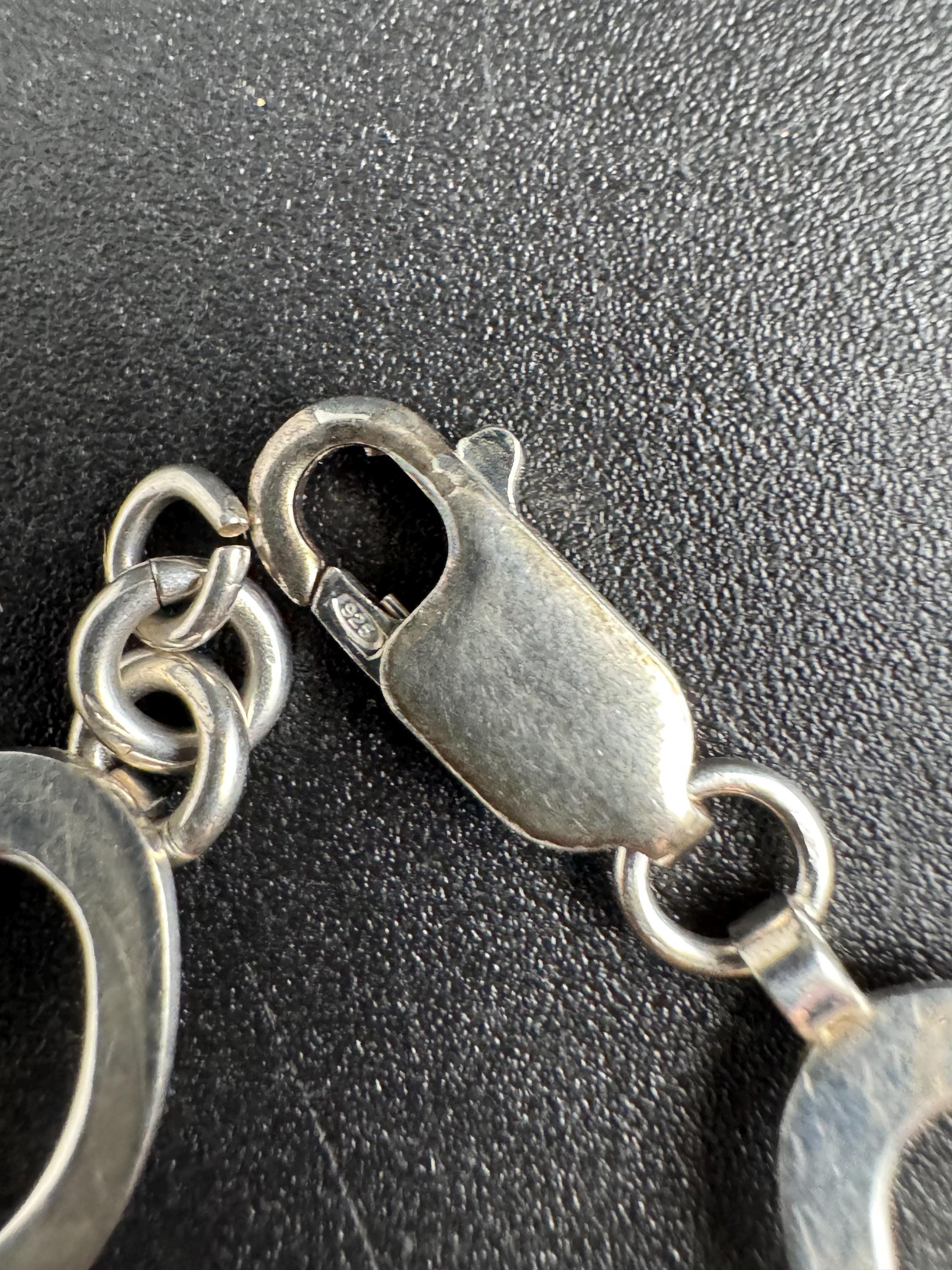 925 sterling silver modernist hoops panel link bracelet 19.5cm long