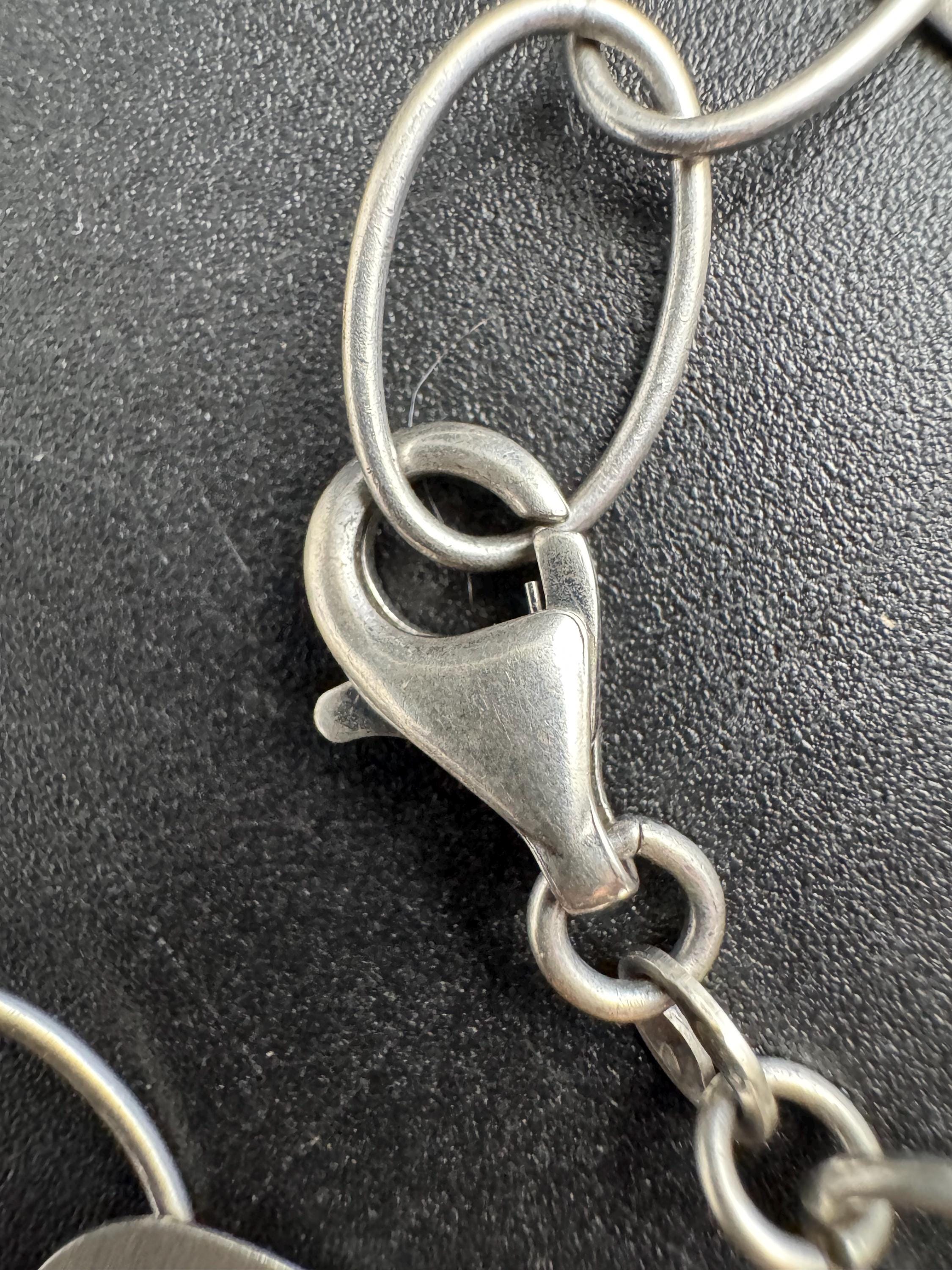 Matching sterling 925 silver hoop flat link necklace and bracelet jewellery set