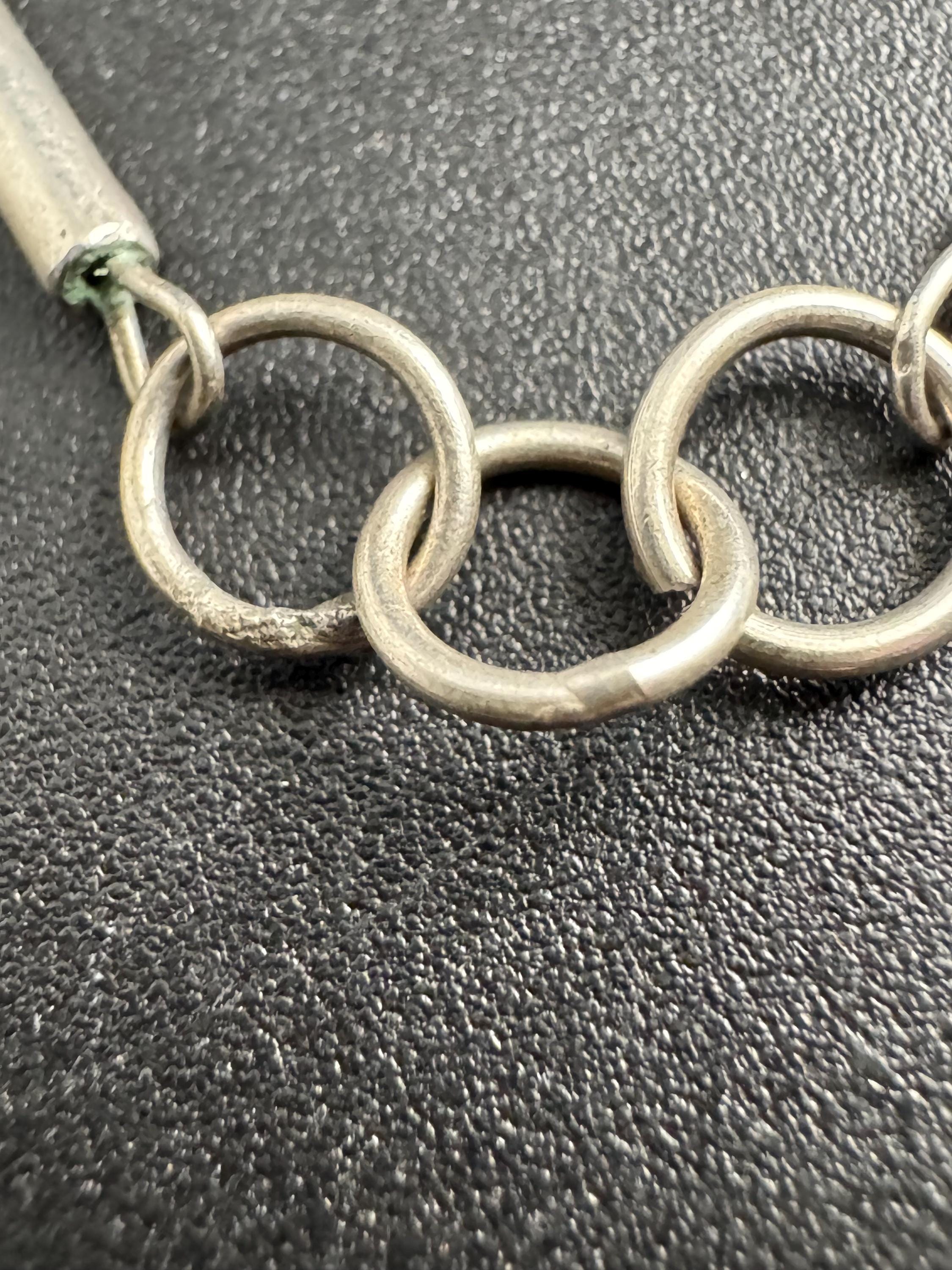 925 Sterling silver link bar station chain, necklace 13 grams 61.5cm