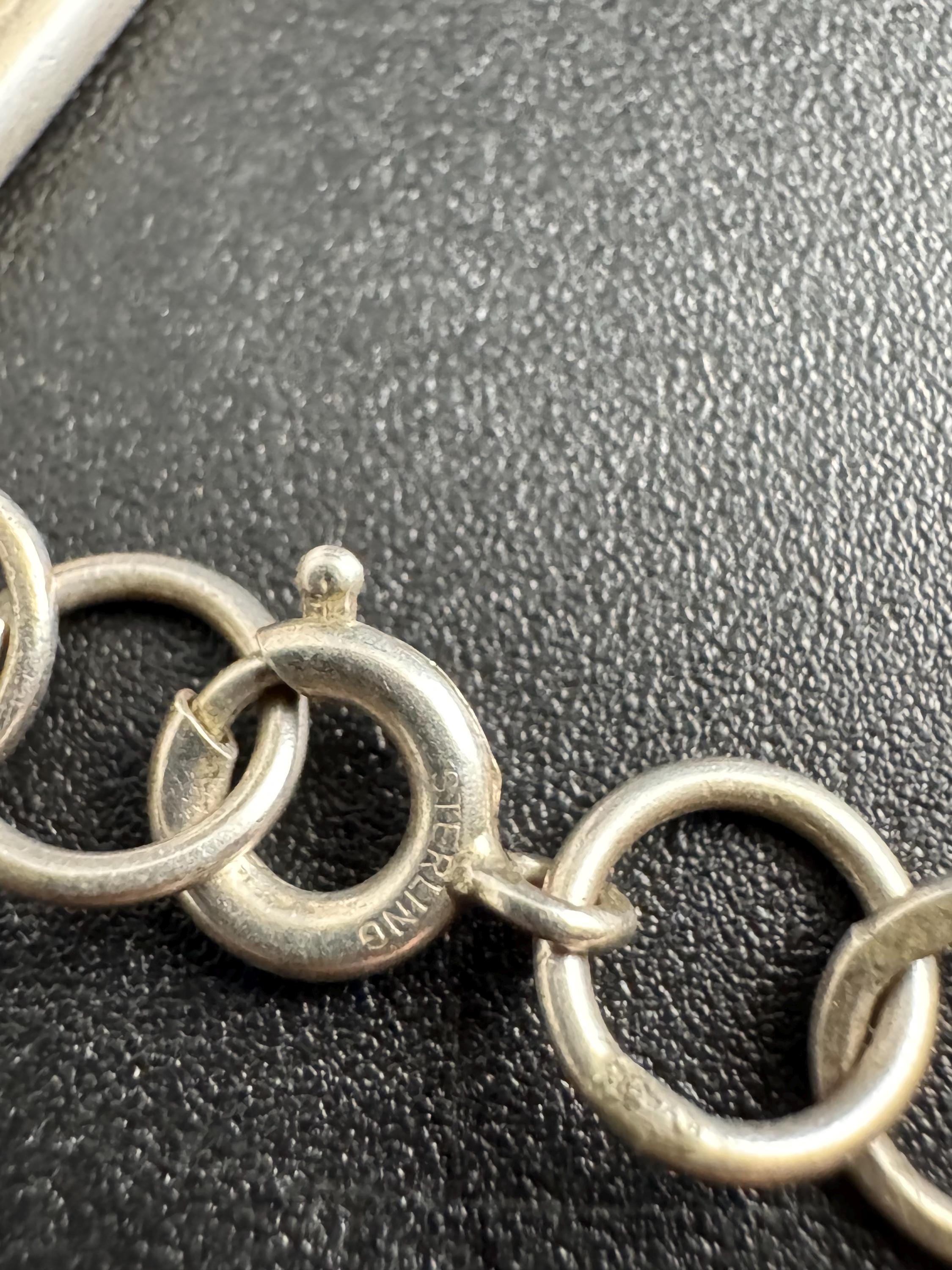 925 Sterling silver link bar station chain, necklace 13 grams 61.5cm