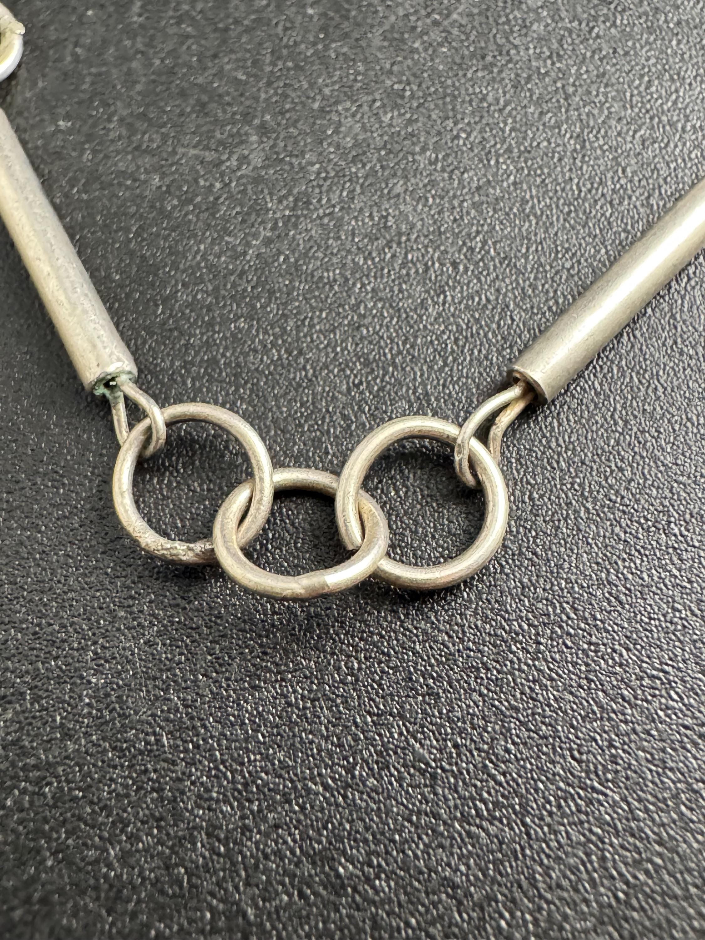 925 Sterling silver link bar station chain, necklace 13 grams 61.5cm
