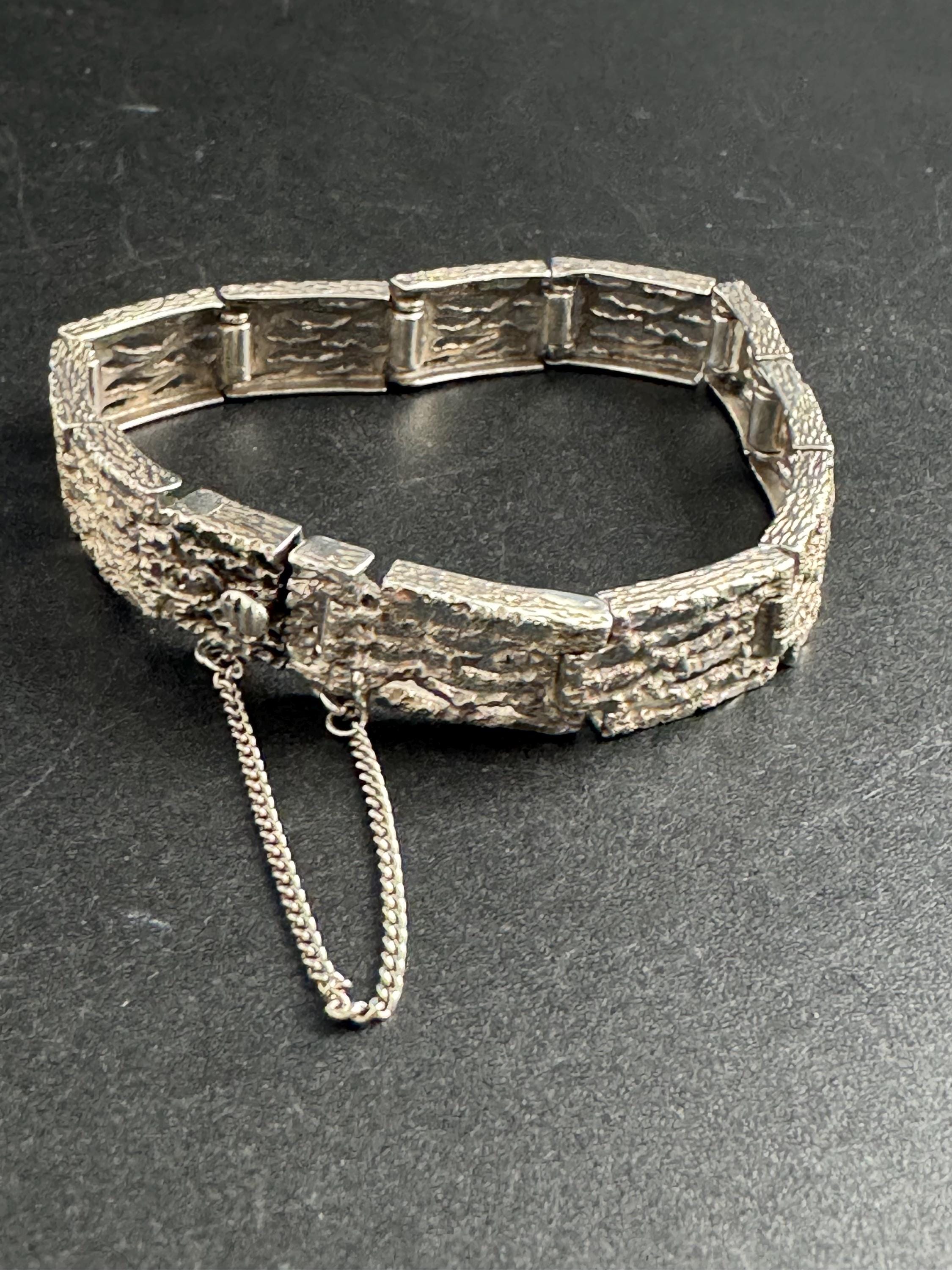 Retro 1970s 925 Sterling silver silver brutalist panel bracelet