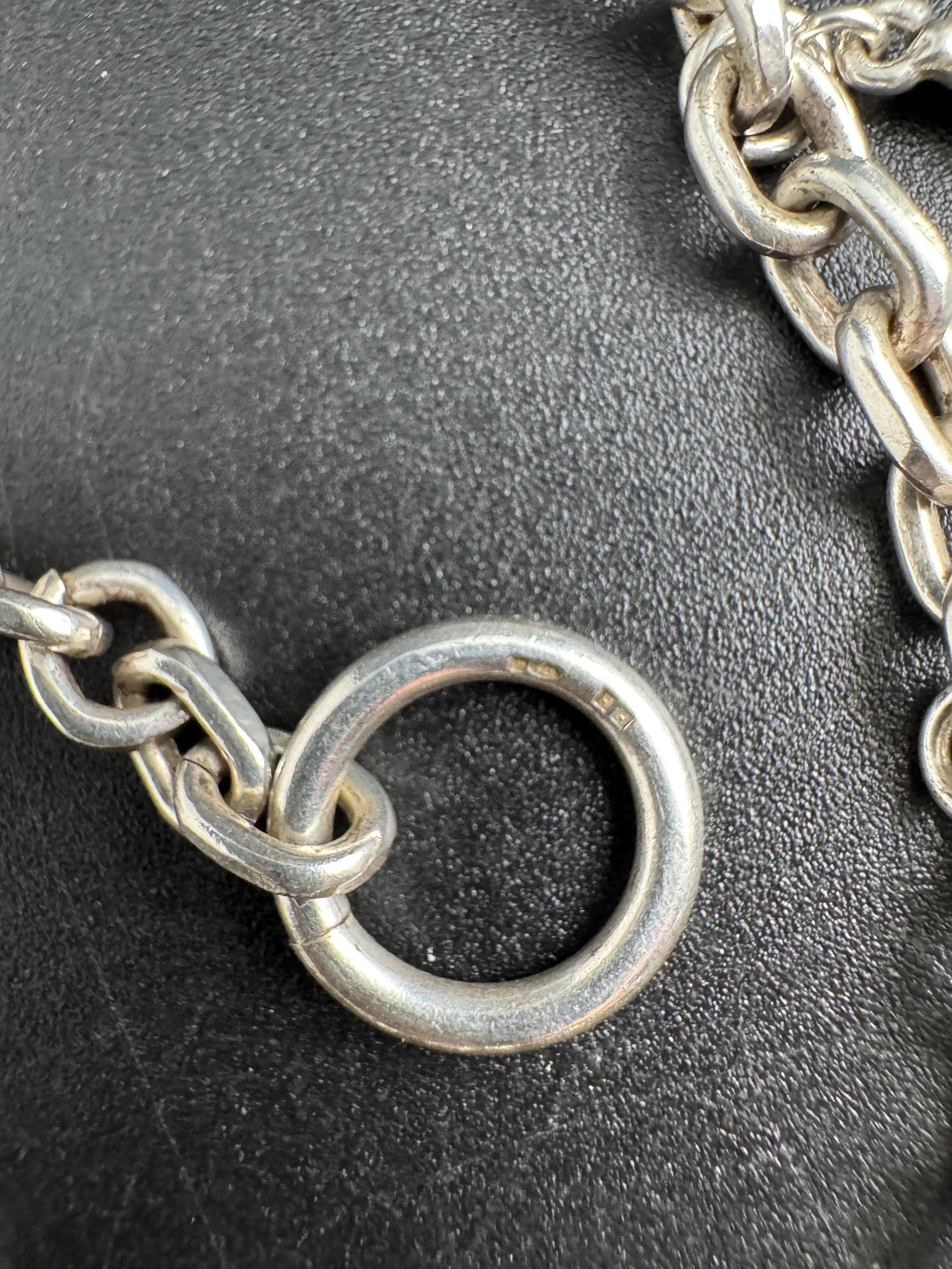 Vintage 925 sterling silver nautical seashell charm bracelet