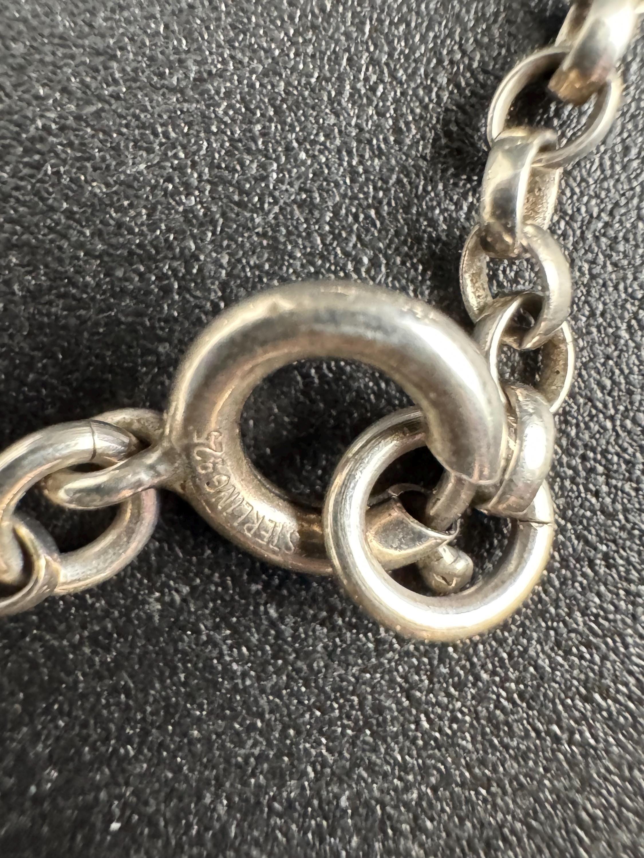 Petite chunky Artisan vintage 925 sterling silver modernist choker necklace 38cm