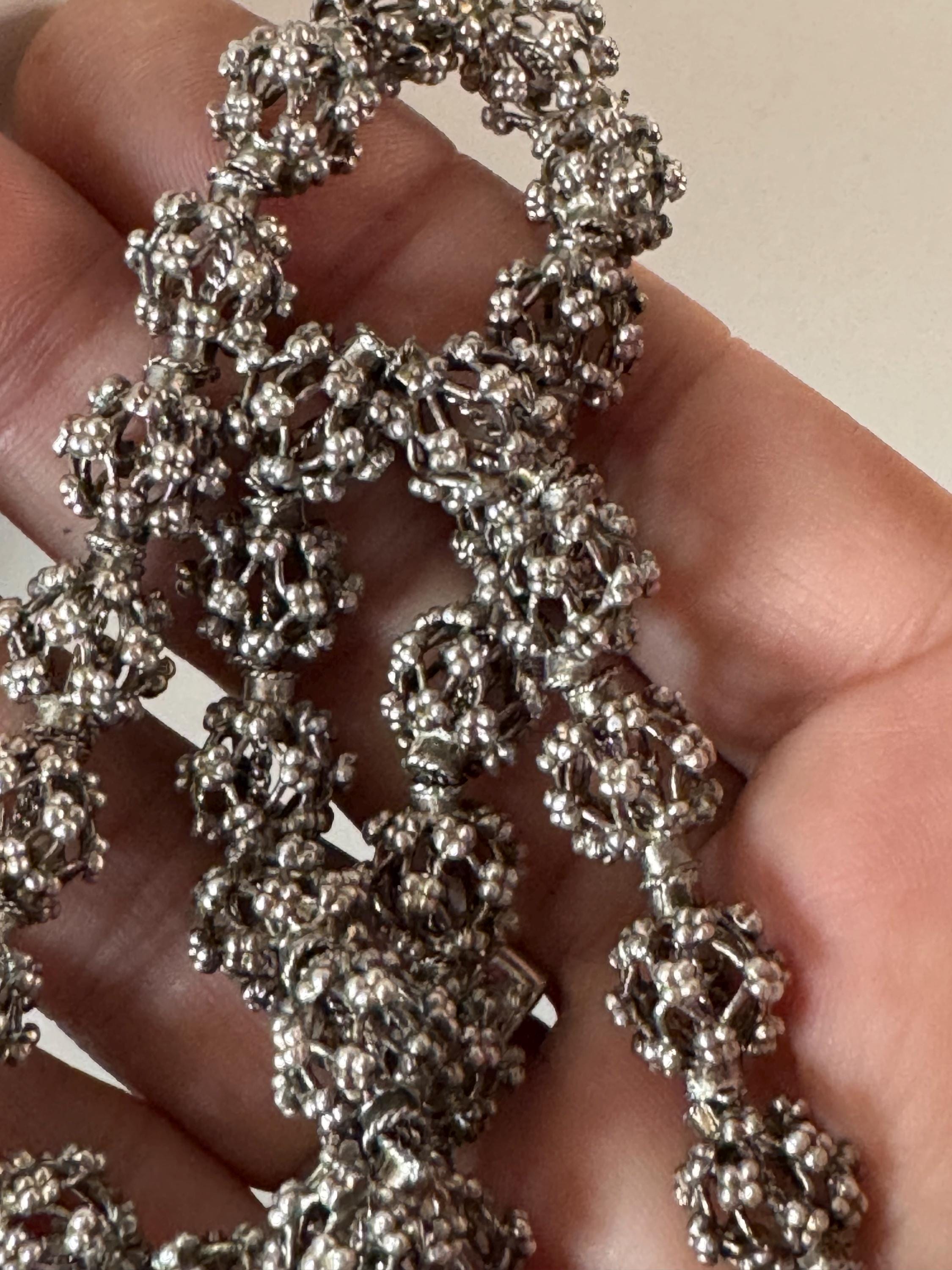 Vintage 835 continental Silver brutalist ball bead necklace read description