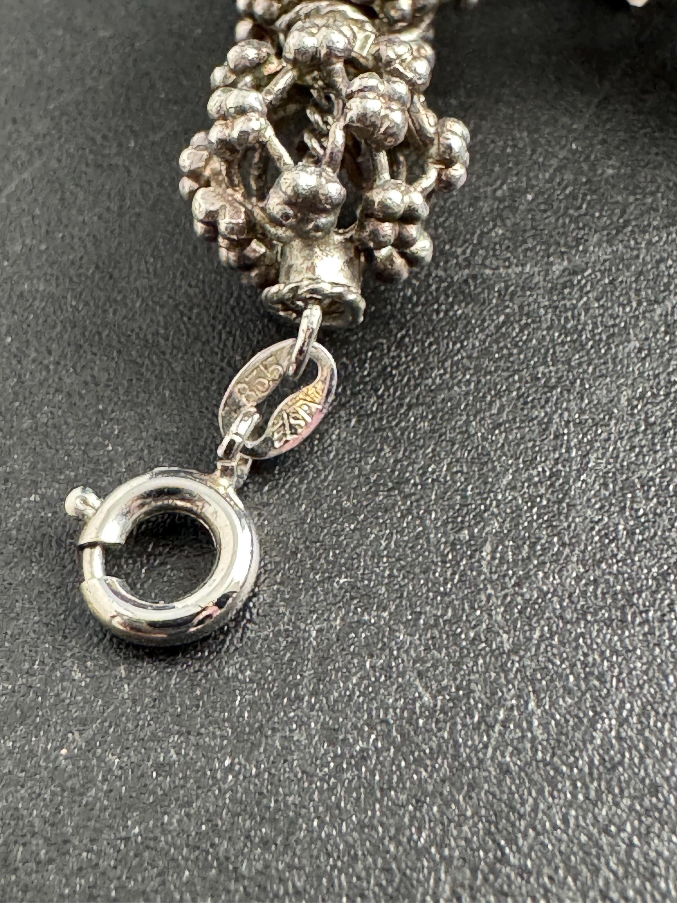 Vintage 835 continental Silver brutalist ball bead necklace read description