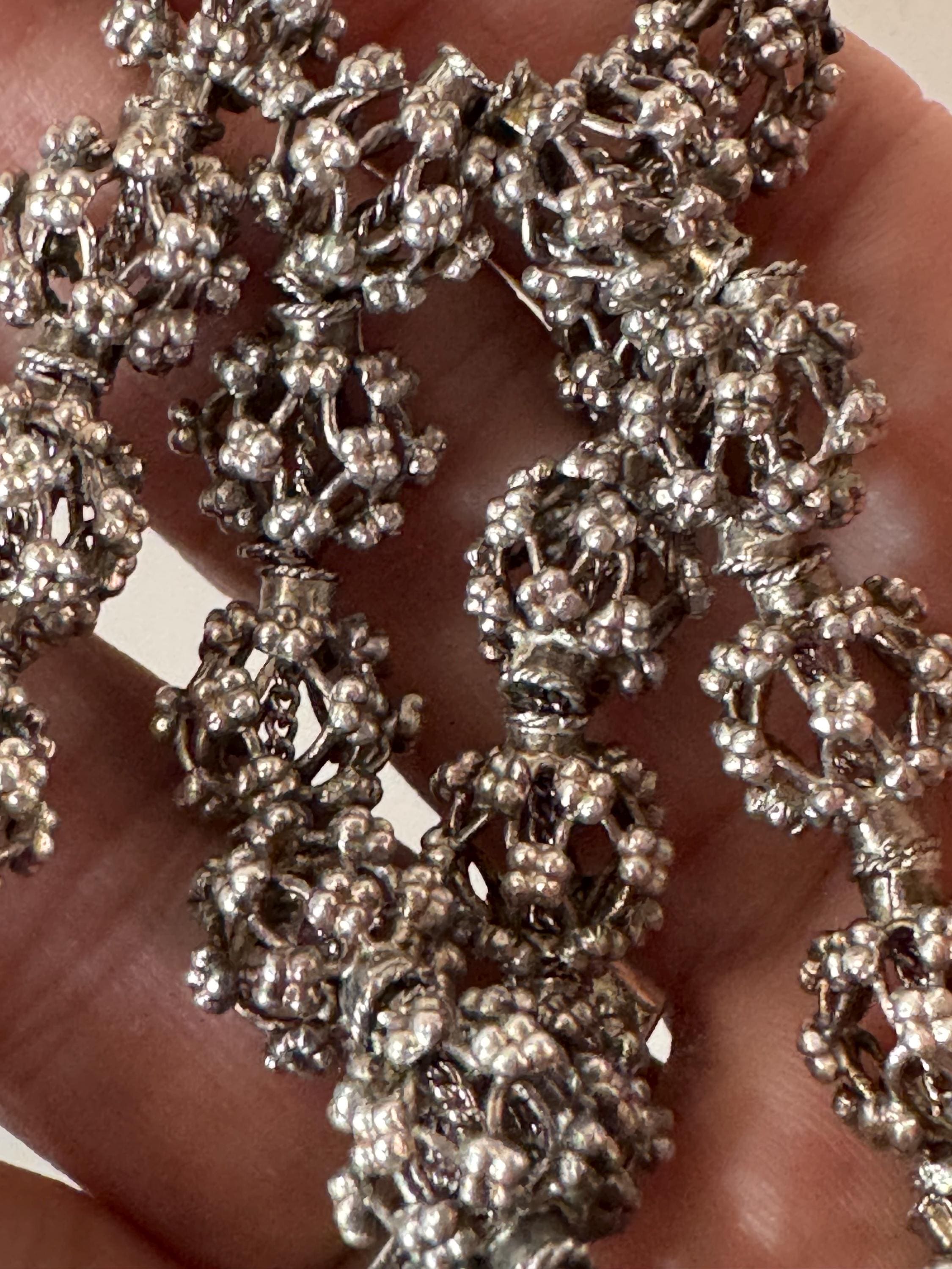 Vintage 835 continental Silver brutalist ball bead necklace read description