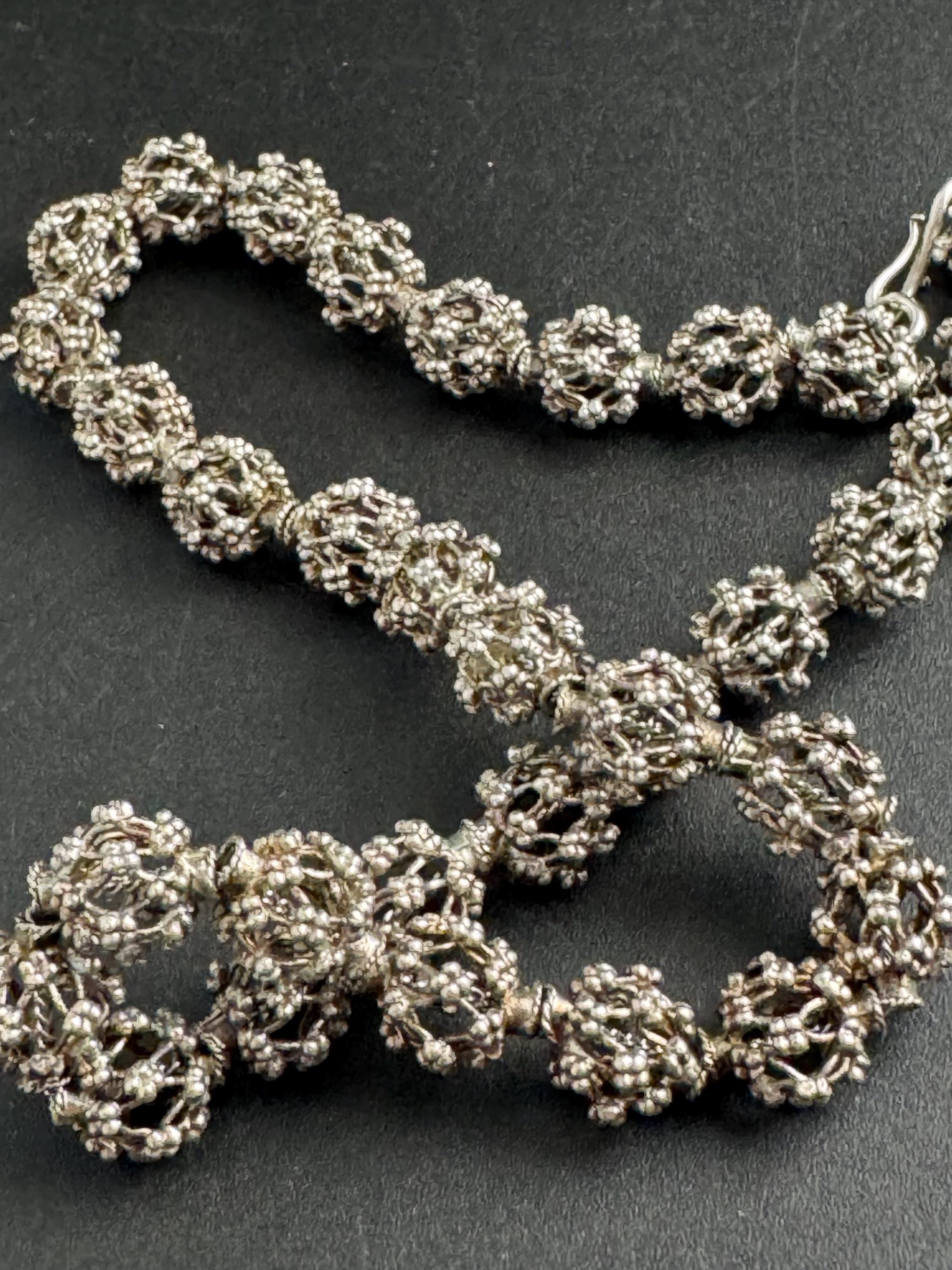 Vintage 835 continental Silver brutalist ball bead necklace read description