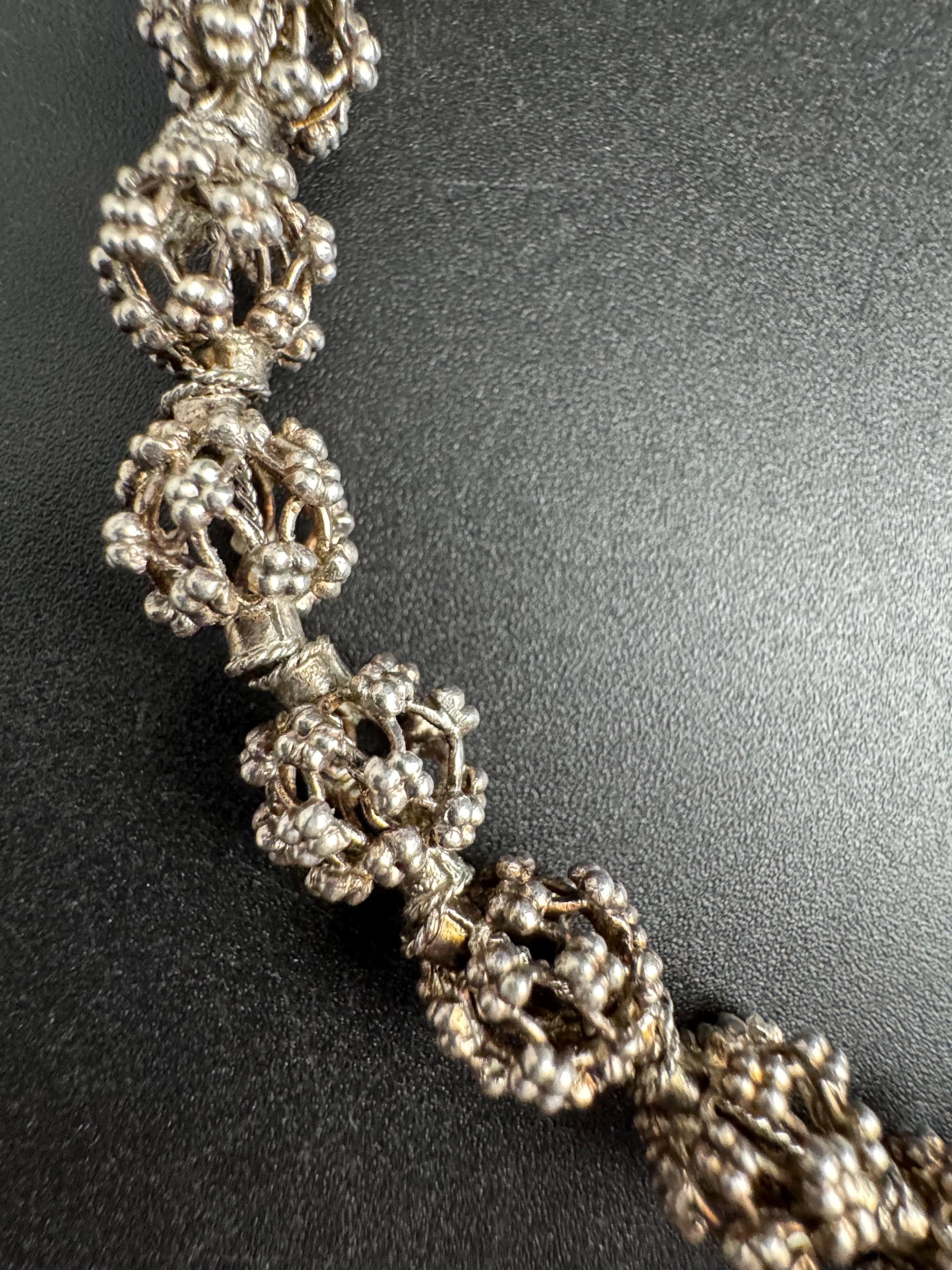 Vintage 835 continental Silver brutalist ball bead necklace read description