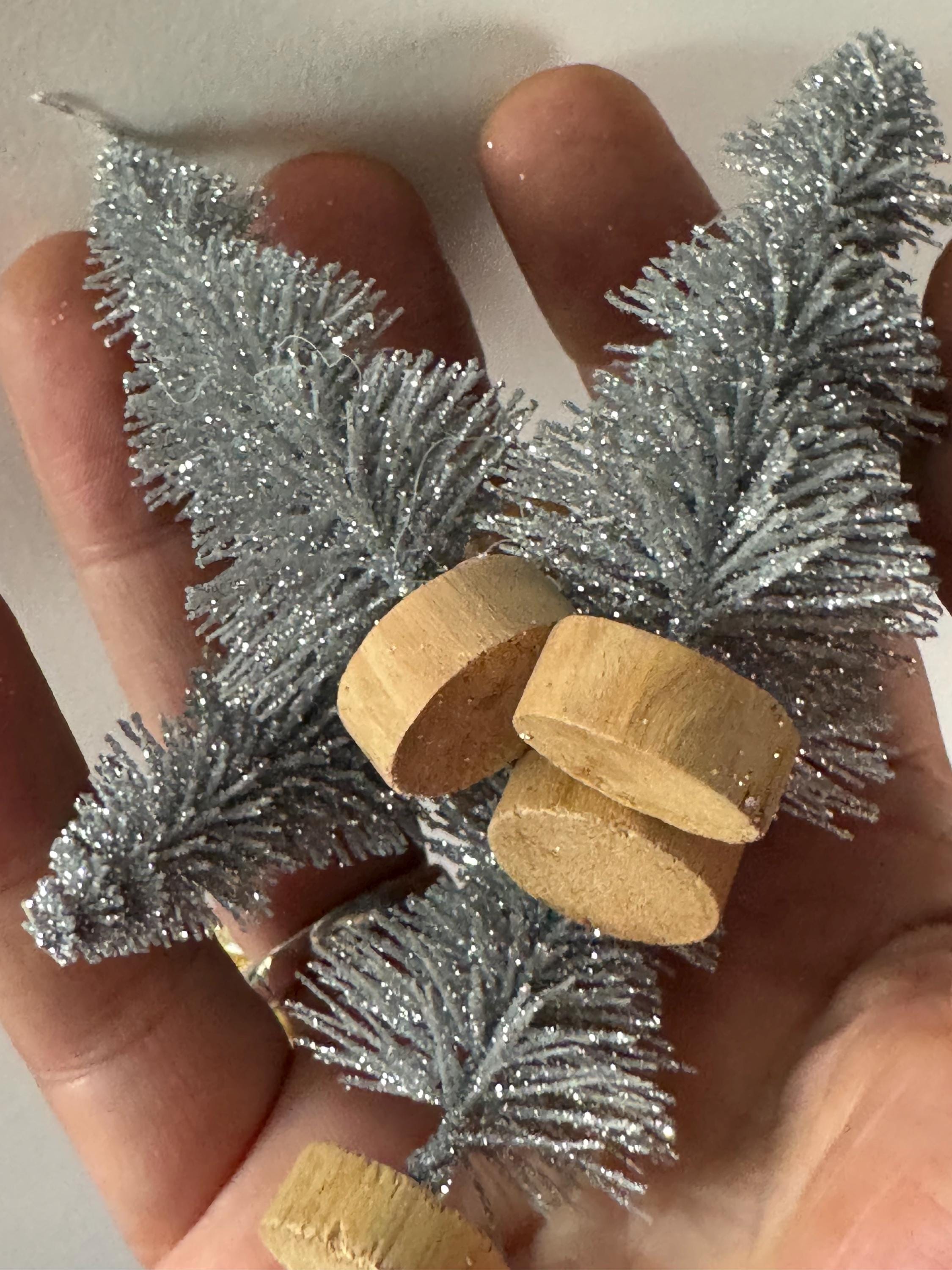Miniature silver Christmas Tree Cake Toppers: 6cm Craft Trees (Set of 5)