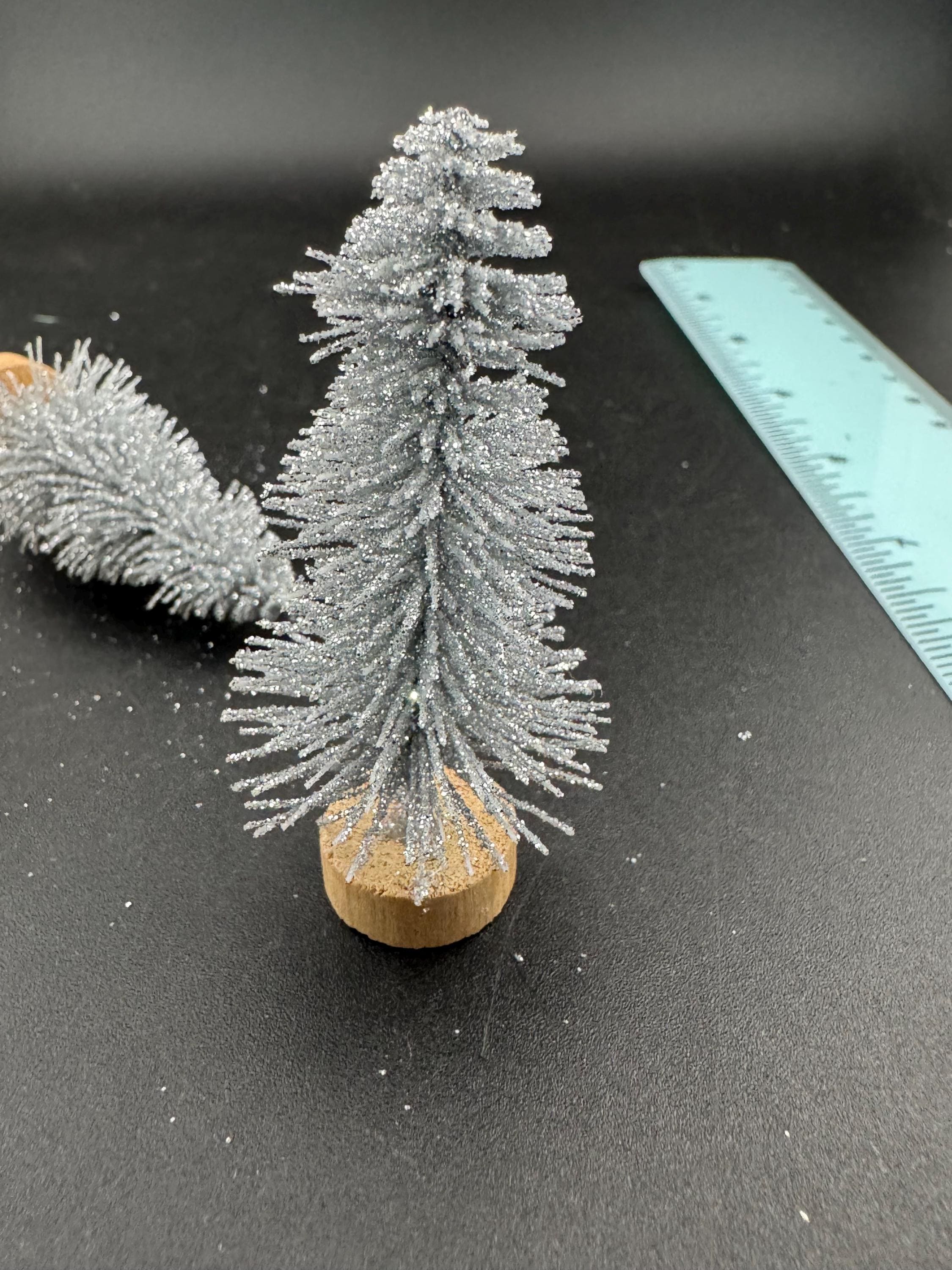 Miniature silver Christmas Tree Cake Toppers: 6cm Craft Trees (Set of 5)