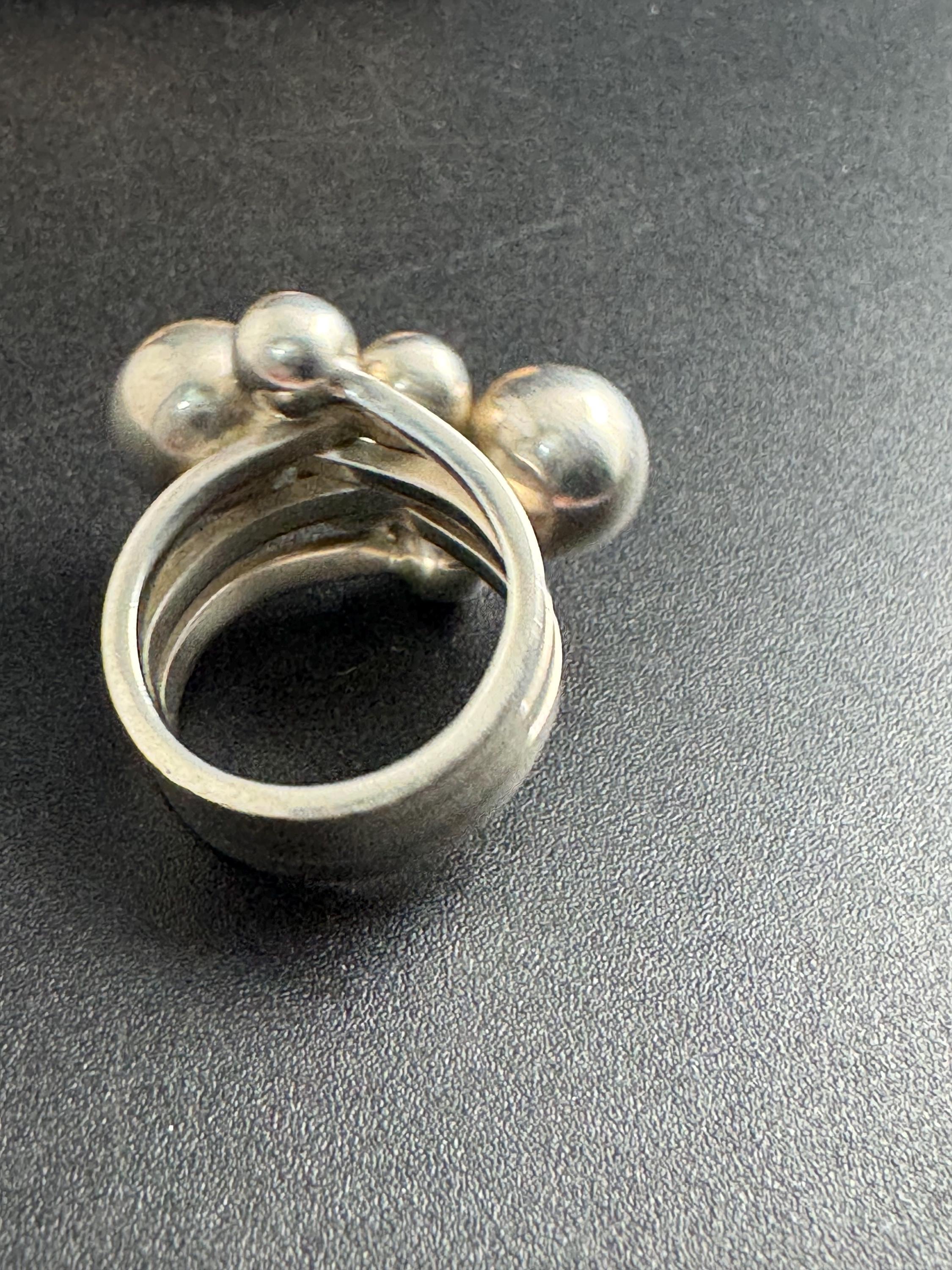 SIZE N.5 sterling silver ladies modernist sphere ball ring 12.8gm,