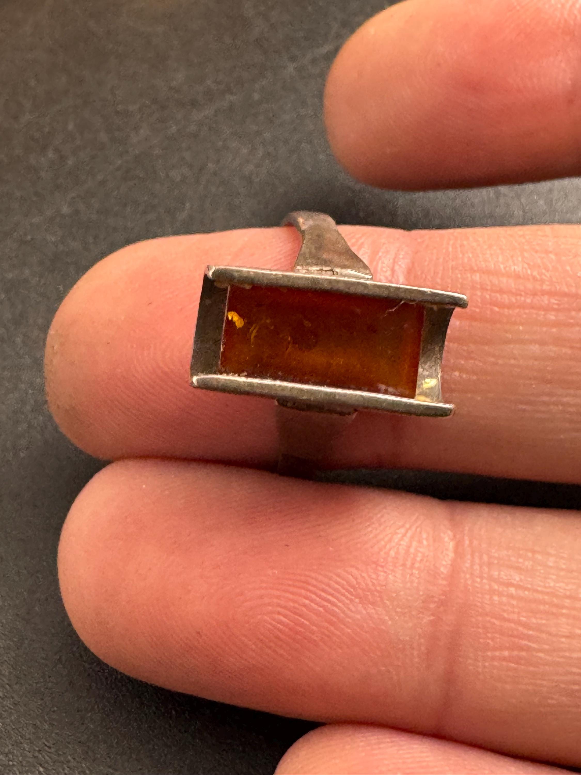Uk size O 925 sterling silver modernist orange bark ring 3.6 grams