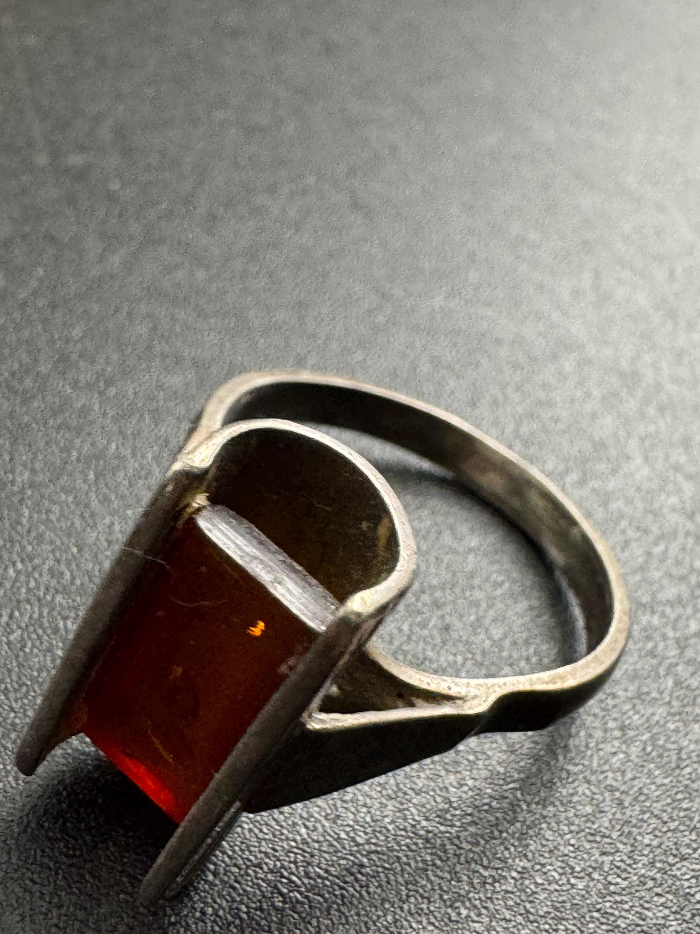 Uk size O 925 sterling silver modernist orange bark ring 3.6 grams