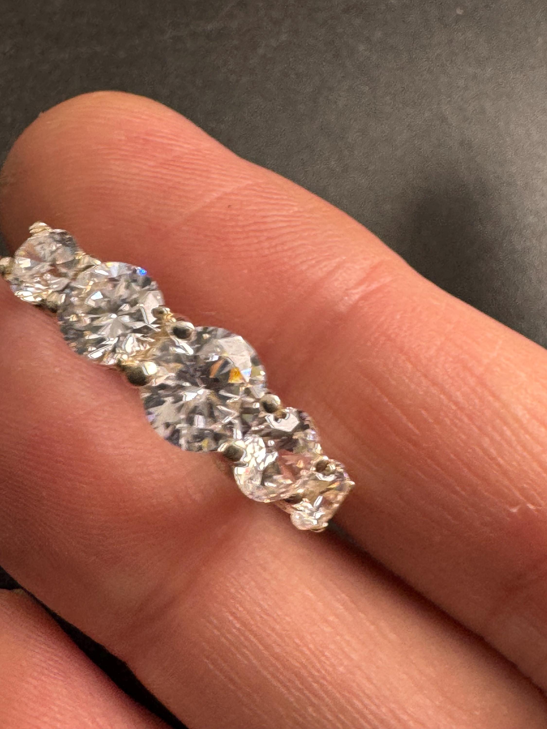 vintage clear stone diamanté cocktail ring 925 sterling silver size p.5