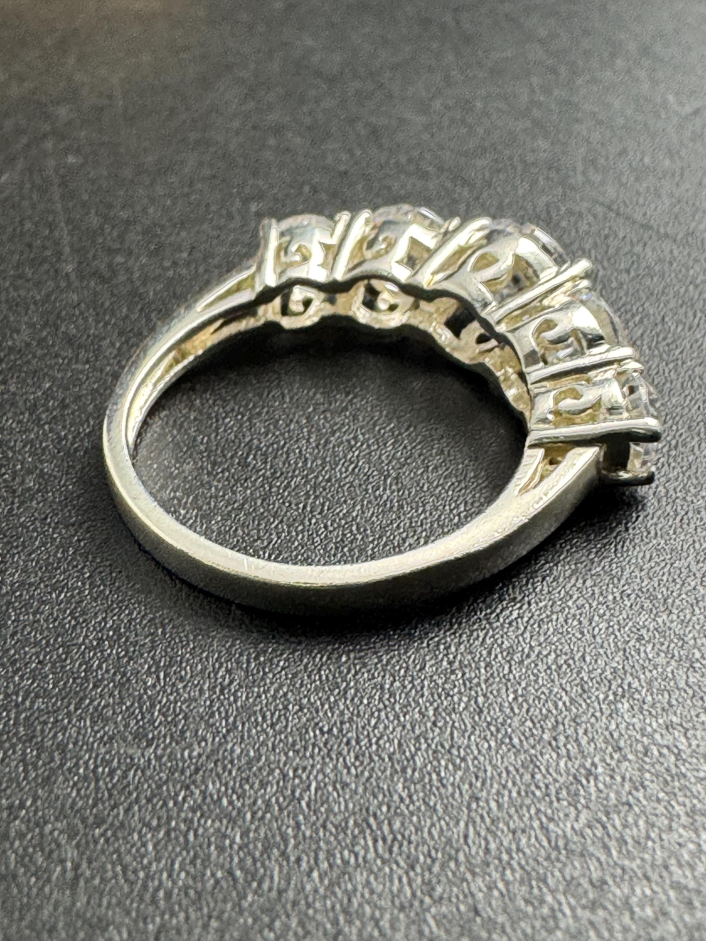 vintage clear stone diamanté cocktail ring 925 sterling silver size p.5