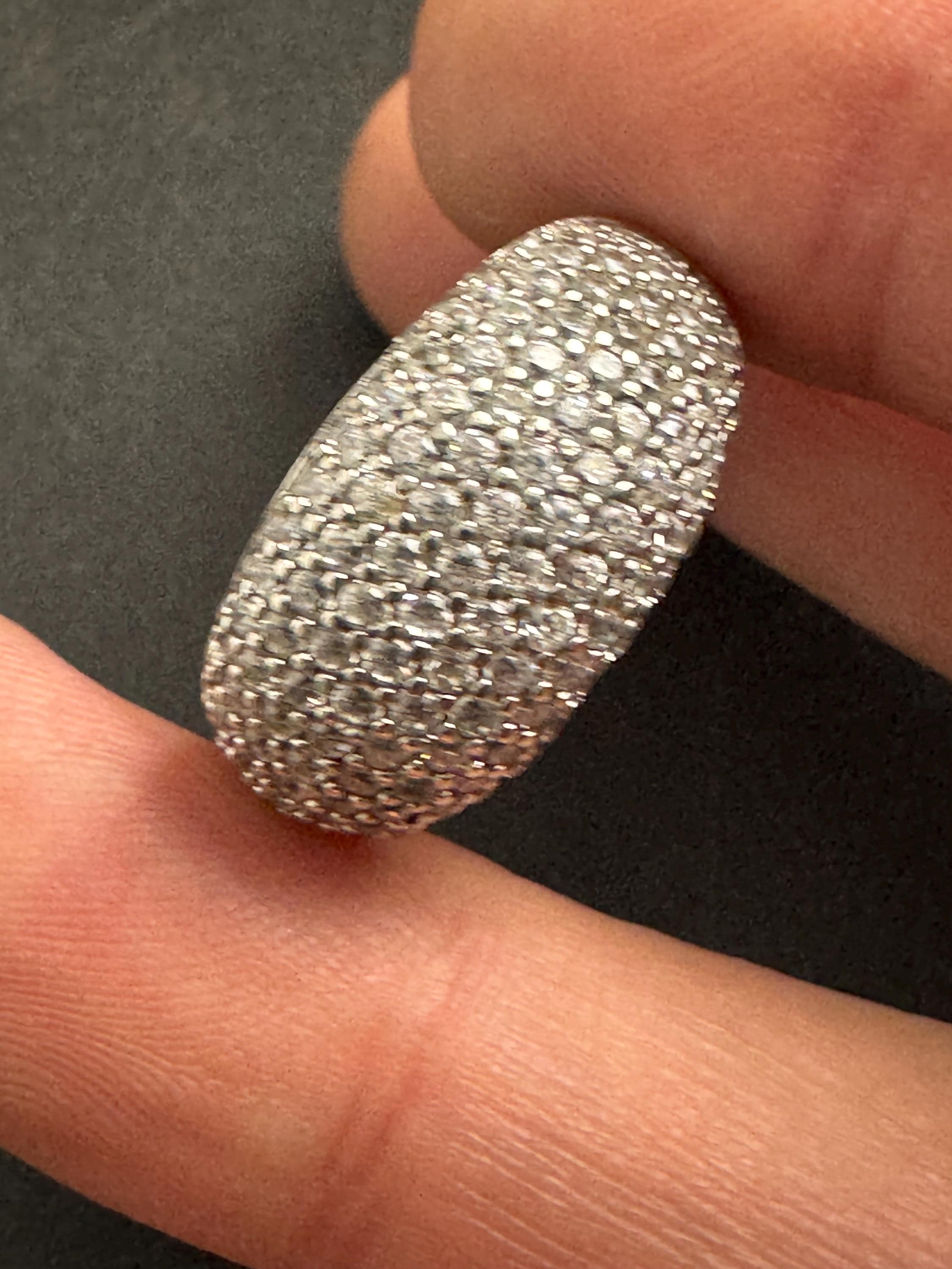 vintage clear stone diamanté cluster costume cocktail ring size M.5 925 sterling silver