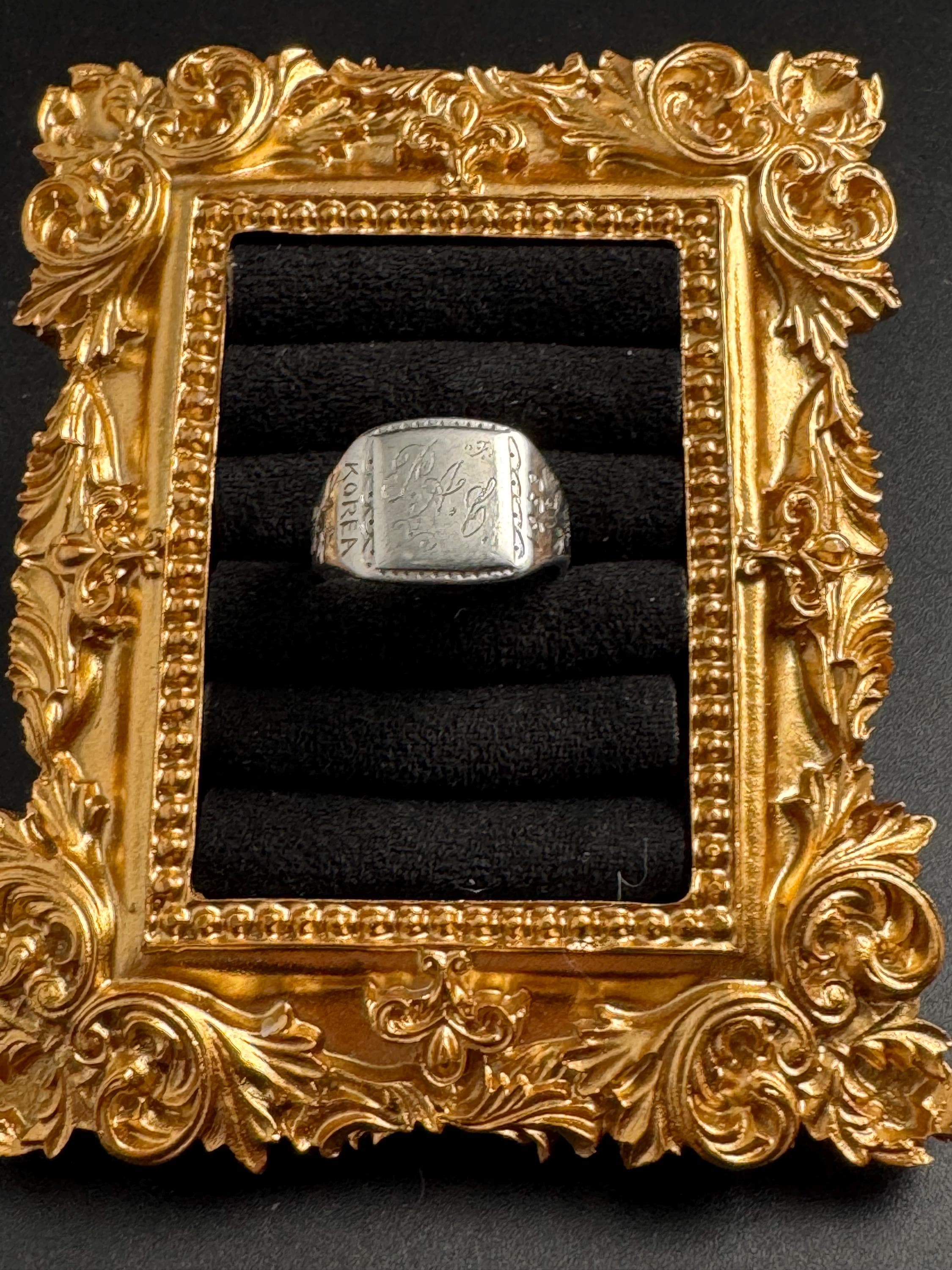 1953 Korean War men’s military 925 silver signet ring, hand etched size UK T