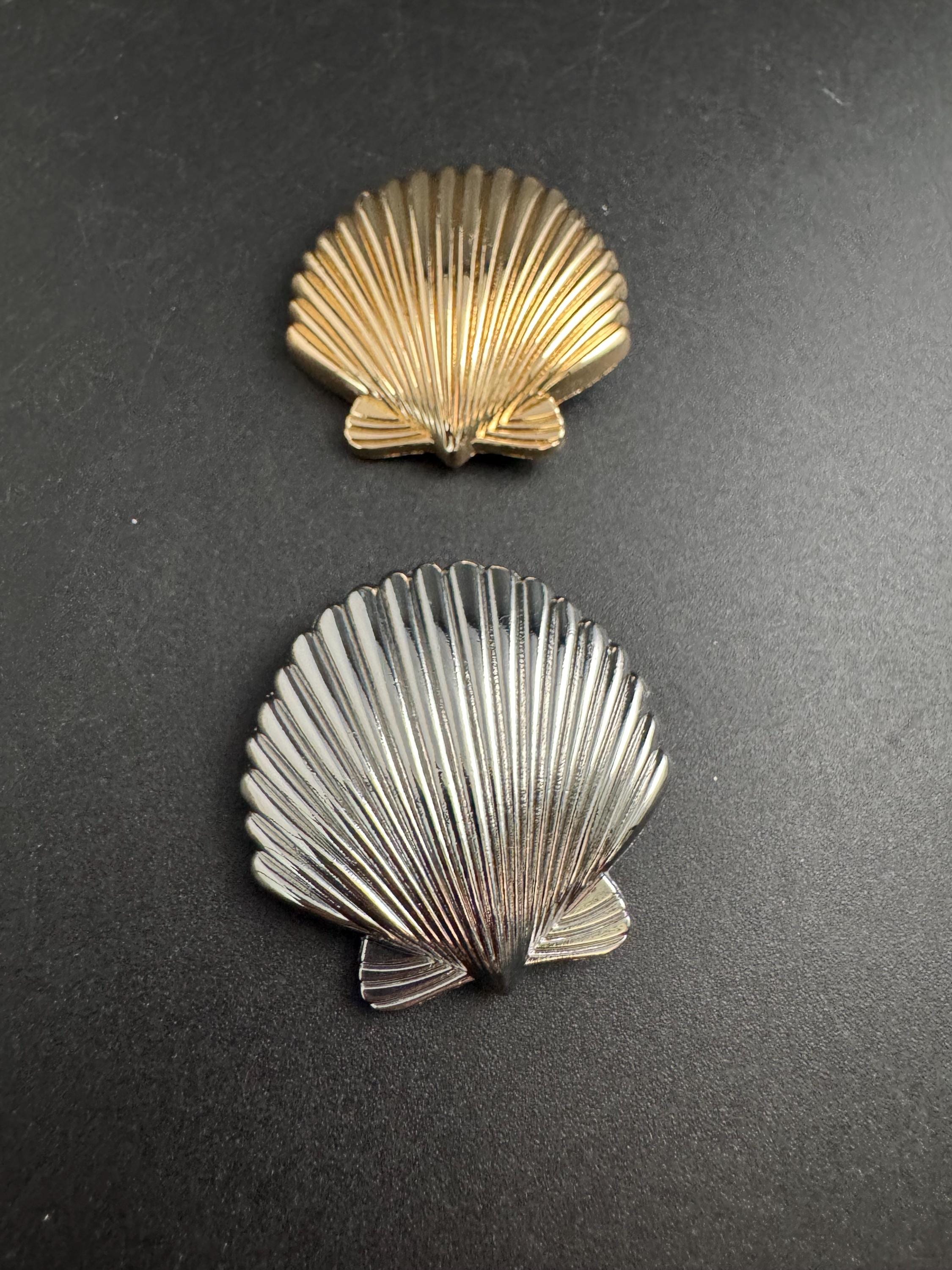 1 piece 4cm large silver seashell button 40mm,  nautical range