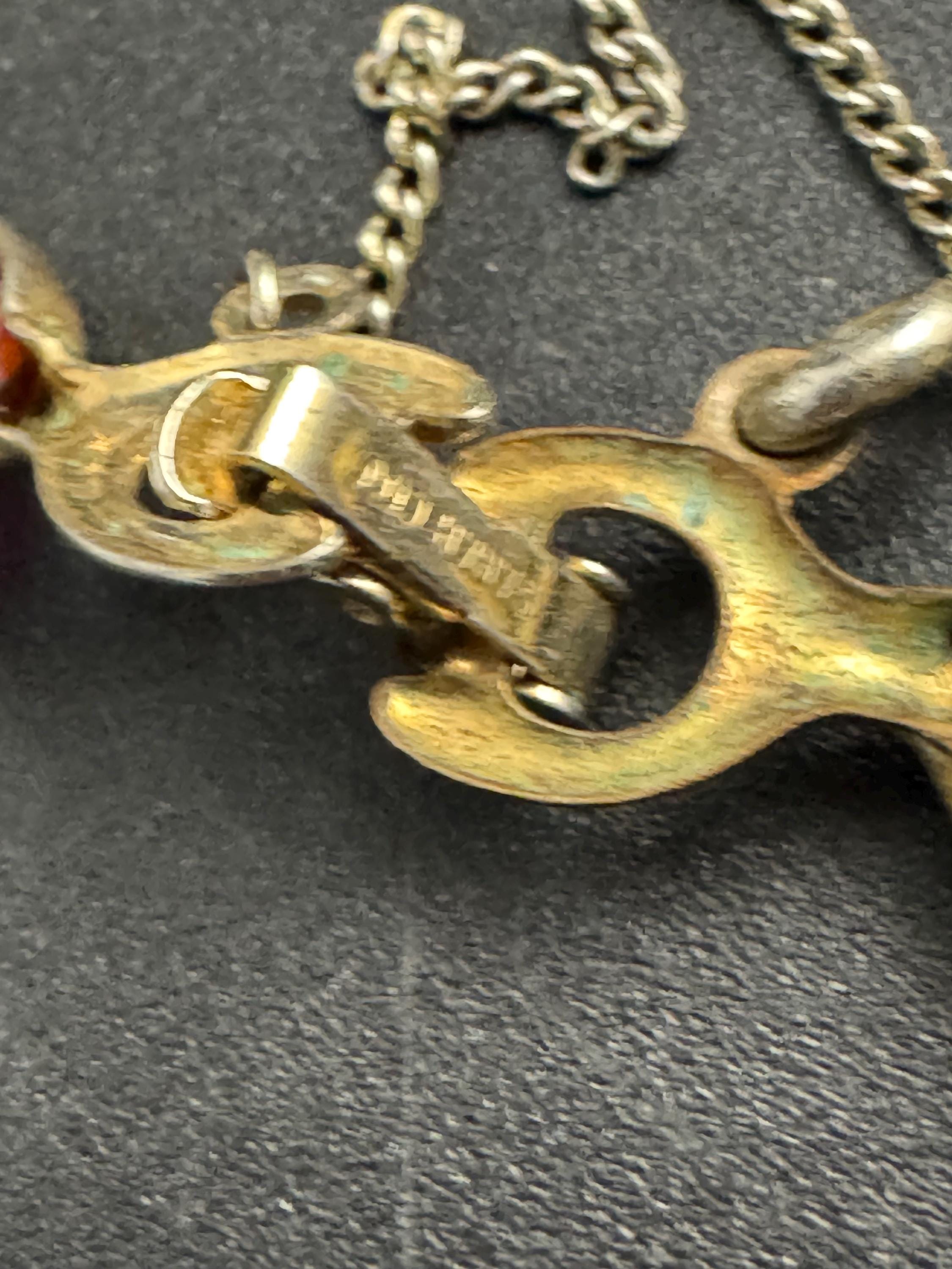 Sarah Coventry harmony rainbow glass cabochon chain link bracelet 19.5cm