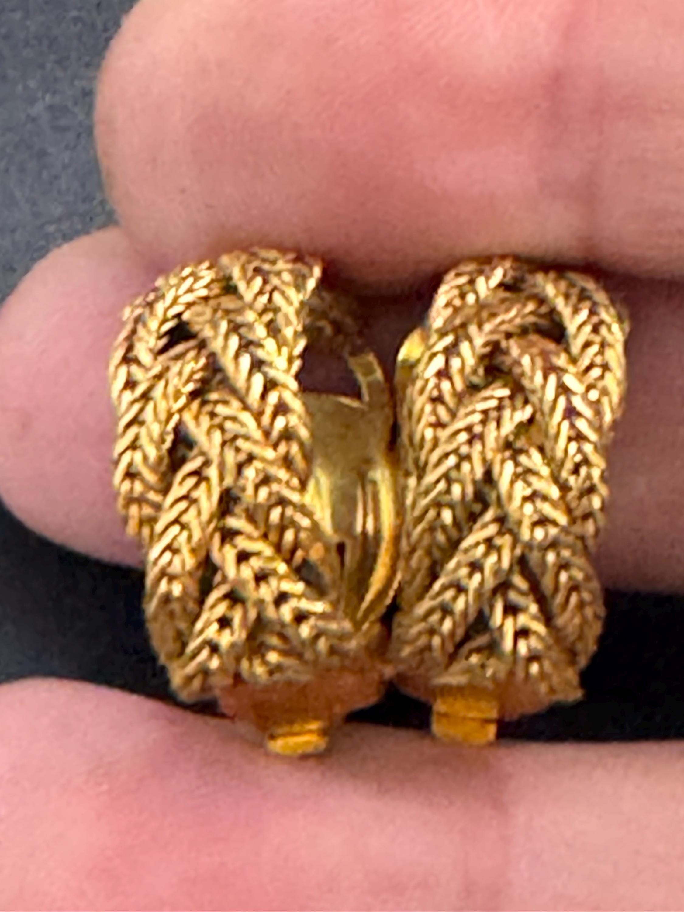 Designer Pierre lorion Sylvia Karels gold mesh hoop earrings,