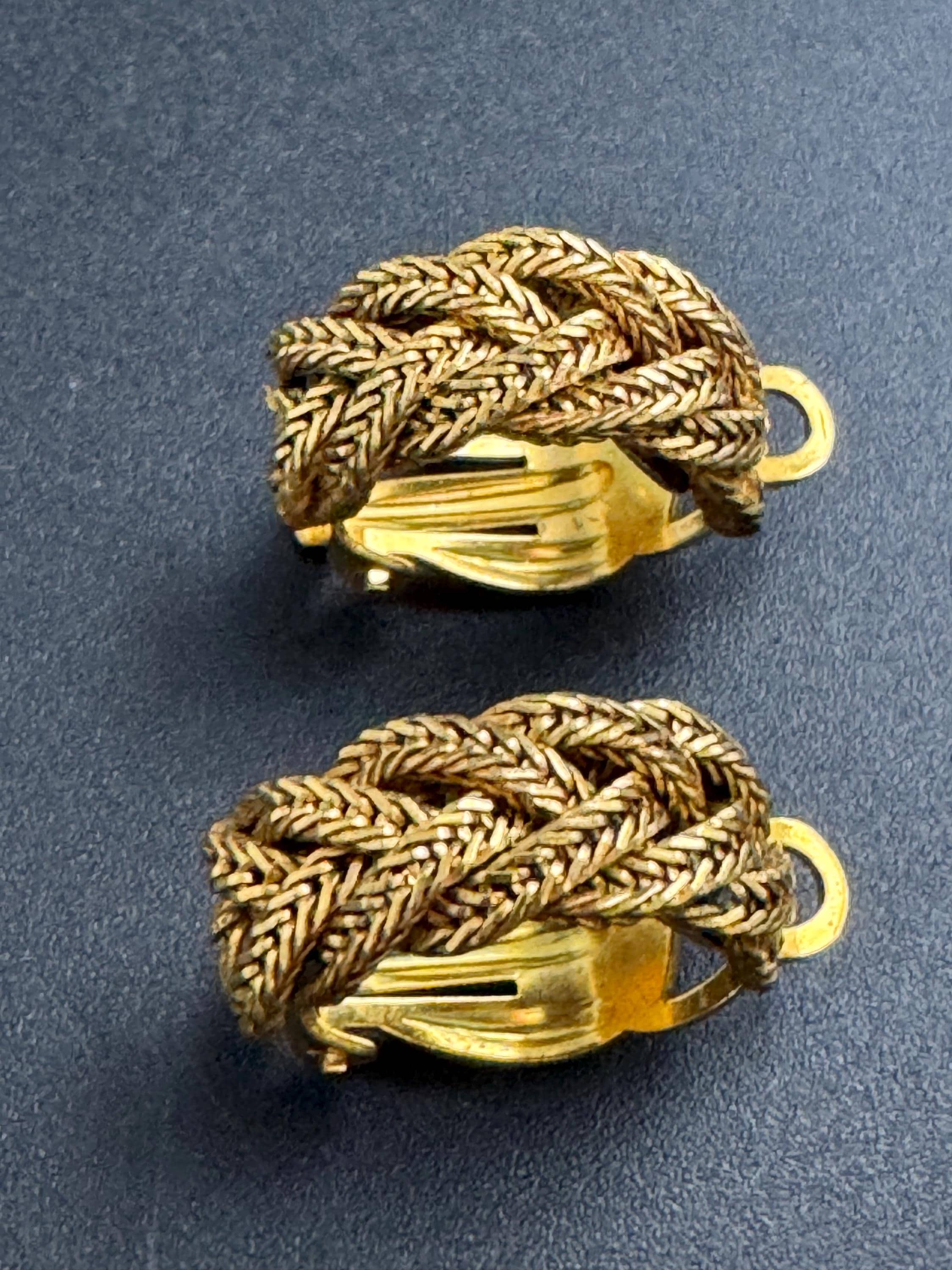 Designer Pierre lorion Sylvia Karels gold mesh hoop earrings,