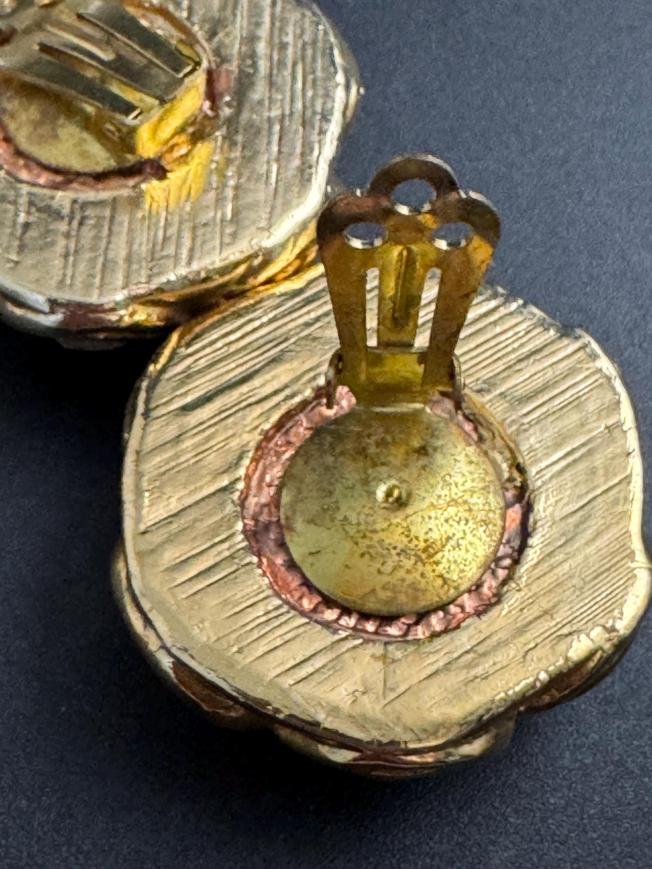 big gold clear crystal domed Clip On Earrings: Oversized designer studs