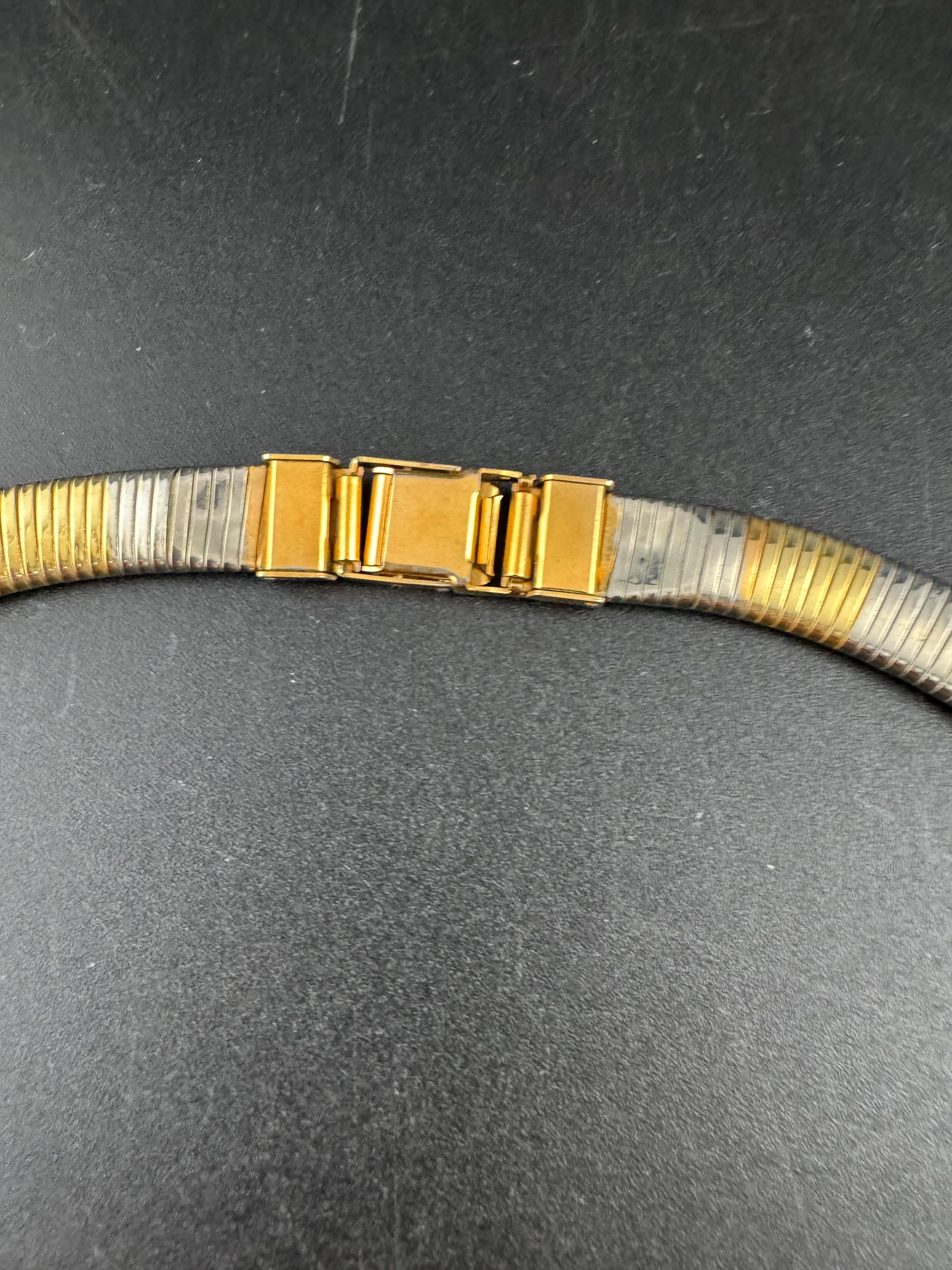 Two tone silver and gold omega choker necklace , vintage 49cm