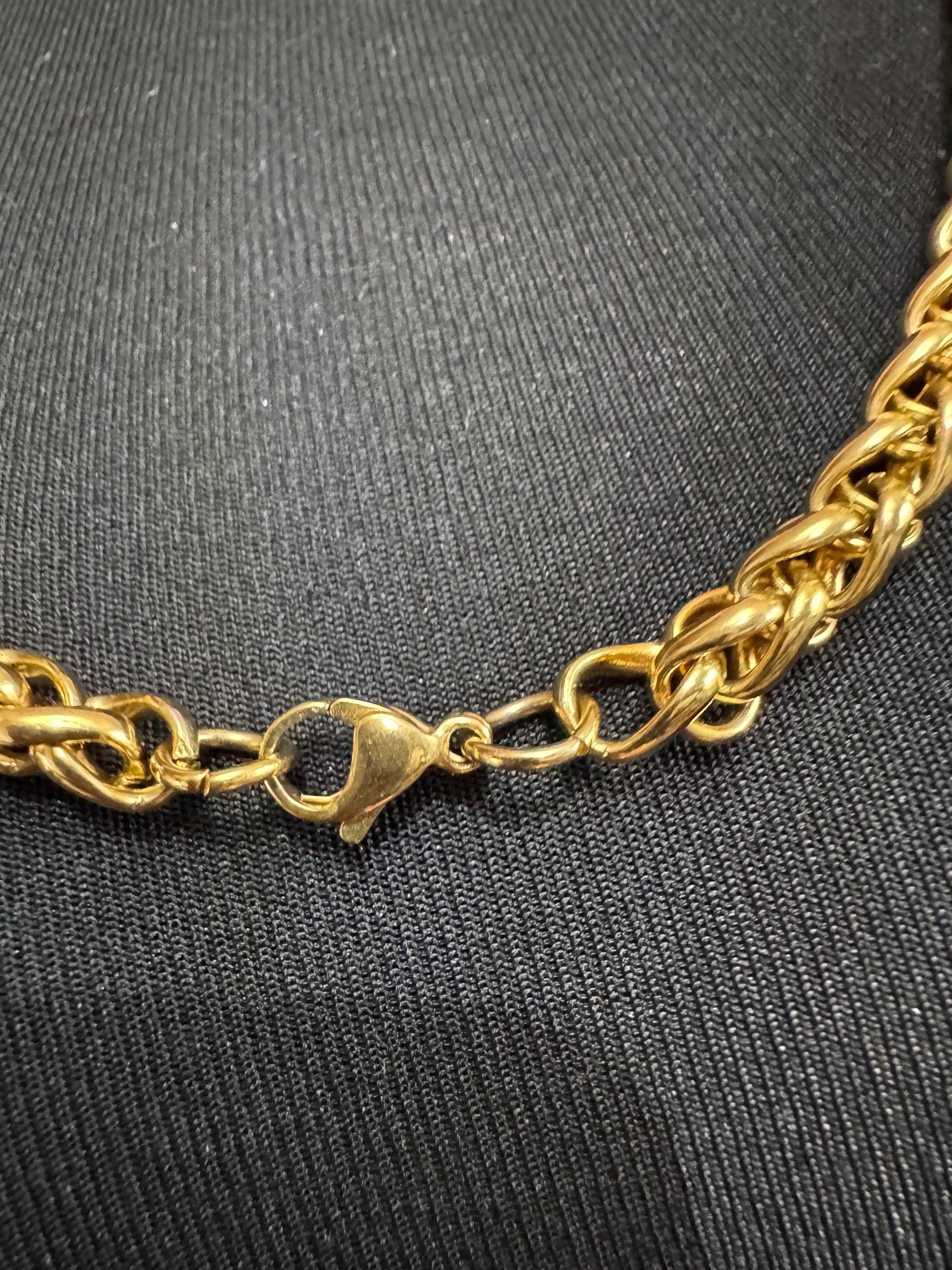 78cm long 1980s thick gold plated wheat link chain necklace
