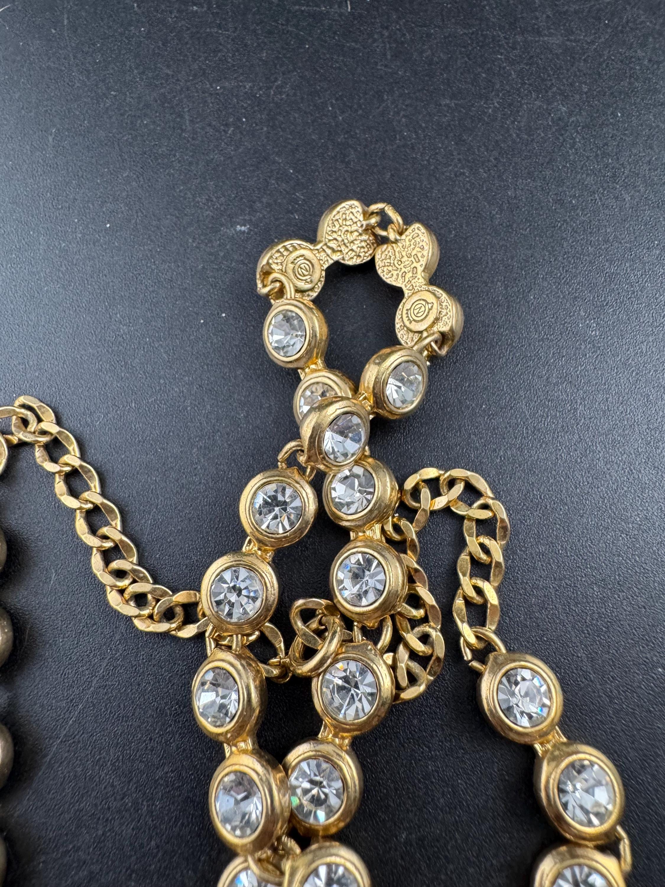 Retro bezel set clear crystal rivière necklace 46cm, gold tone diamanté