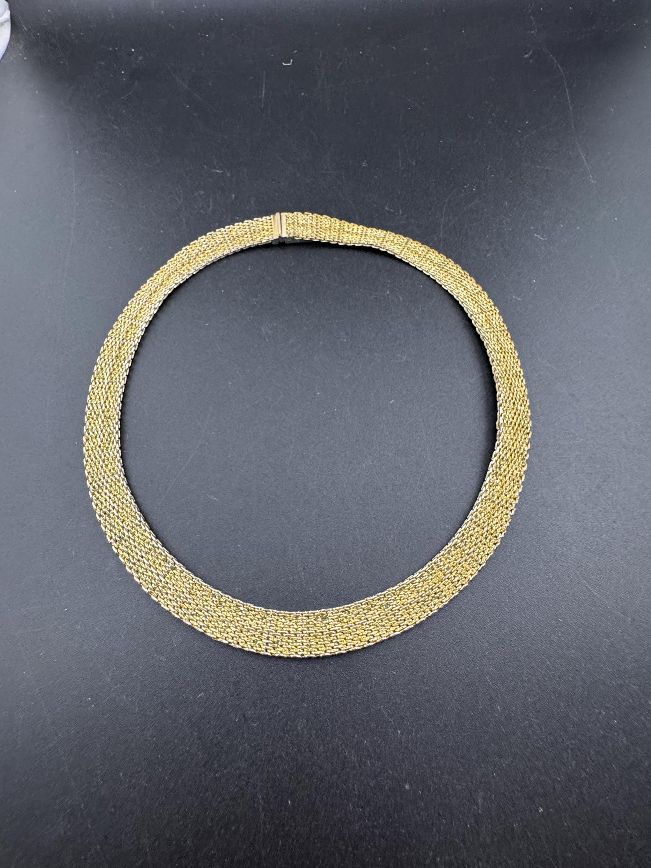 1968 GROSSE gold tone mesh choker, signed necklace 42cm with wear