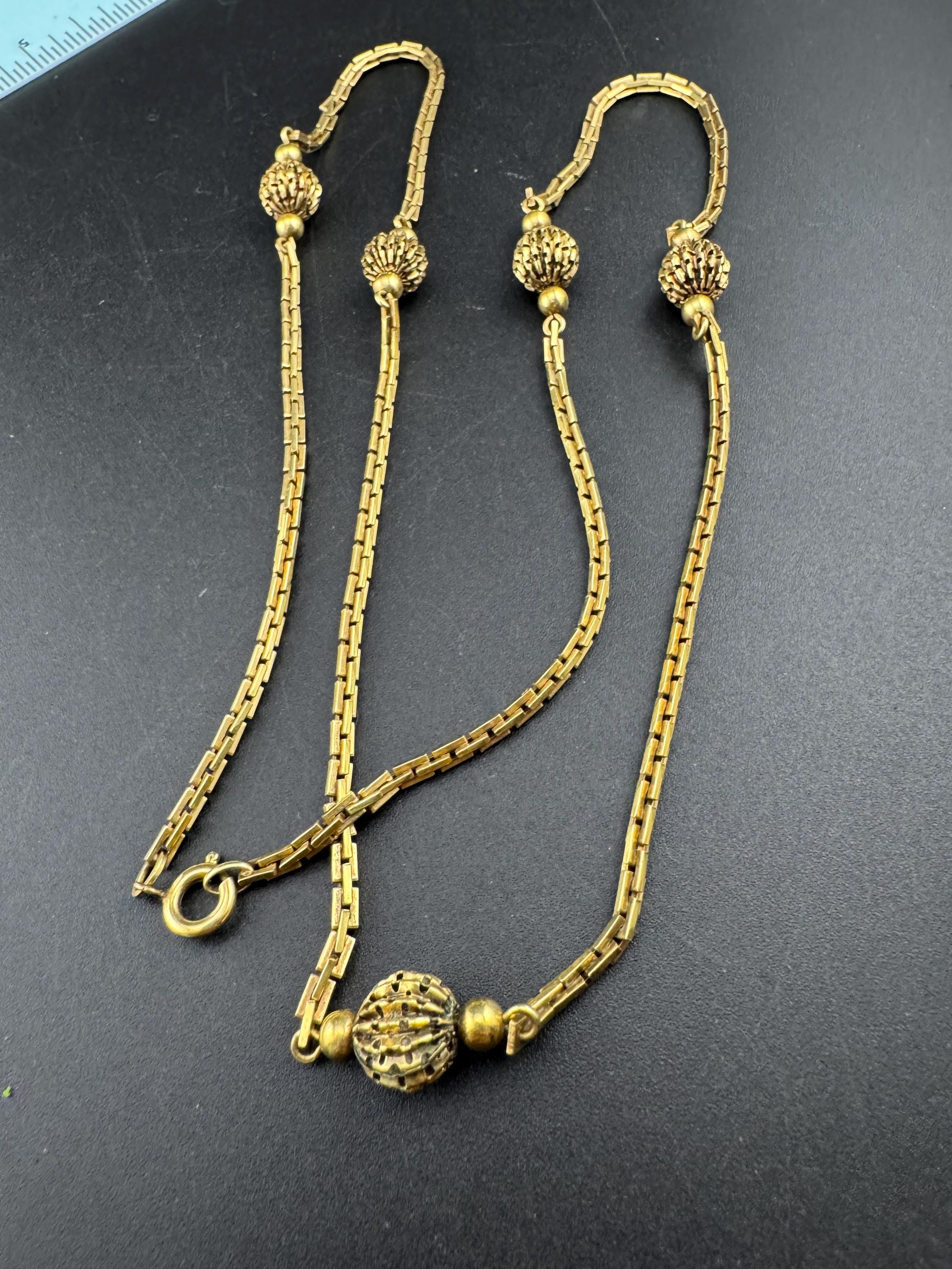 A+D Andrea’s daub long gold ball chsin station necklace chain, gold plated