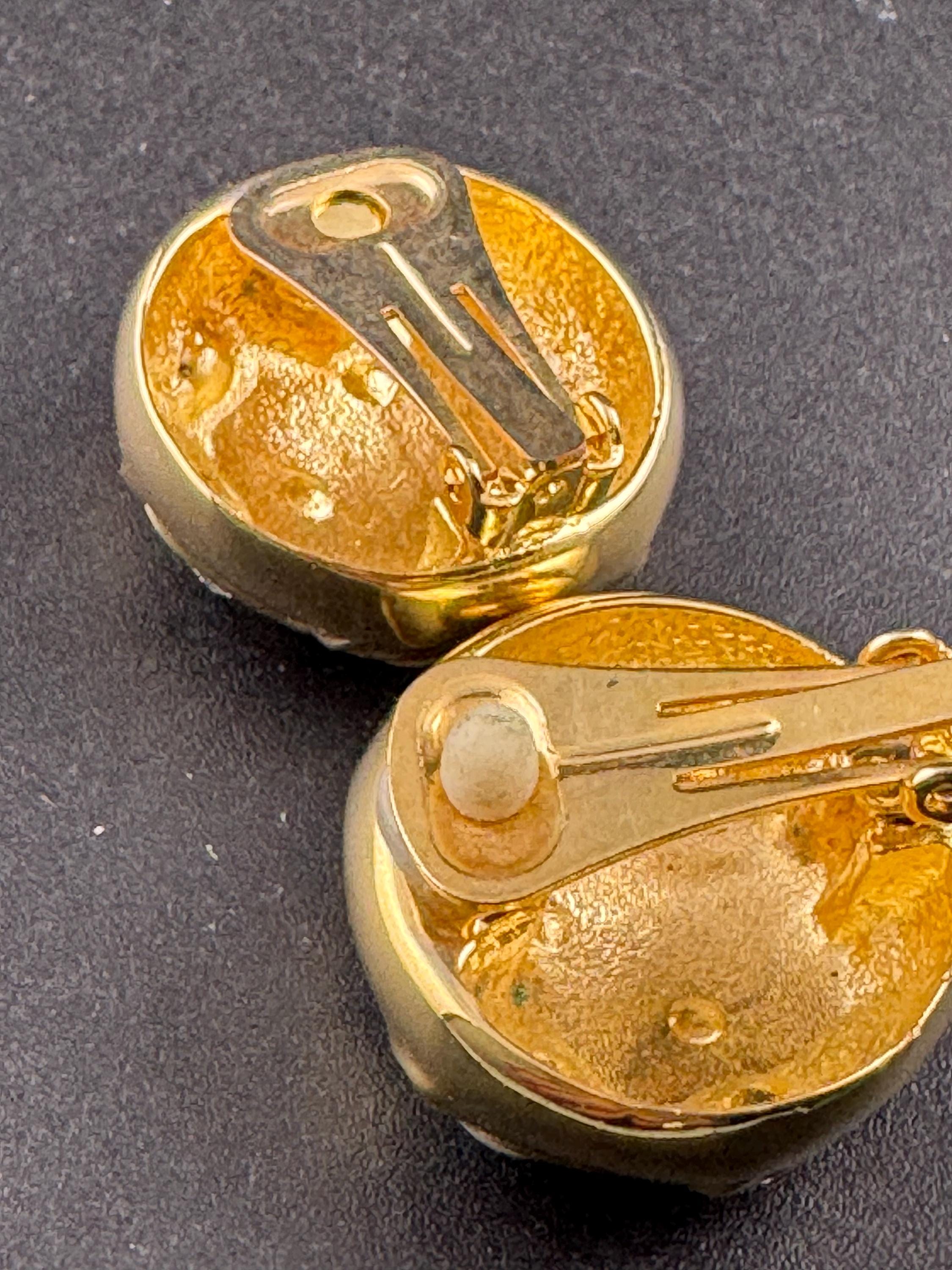 Faux pearl and Clear Diamanté paste gold tone domed Clip On Earrings