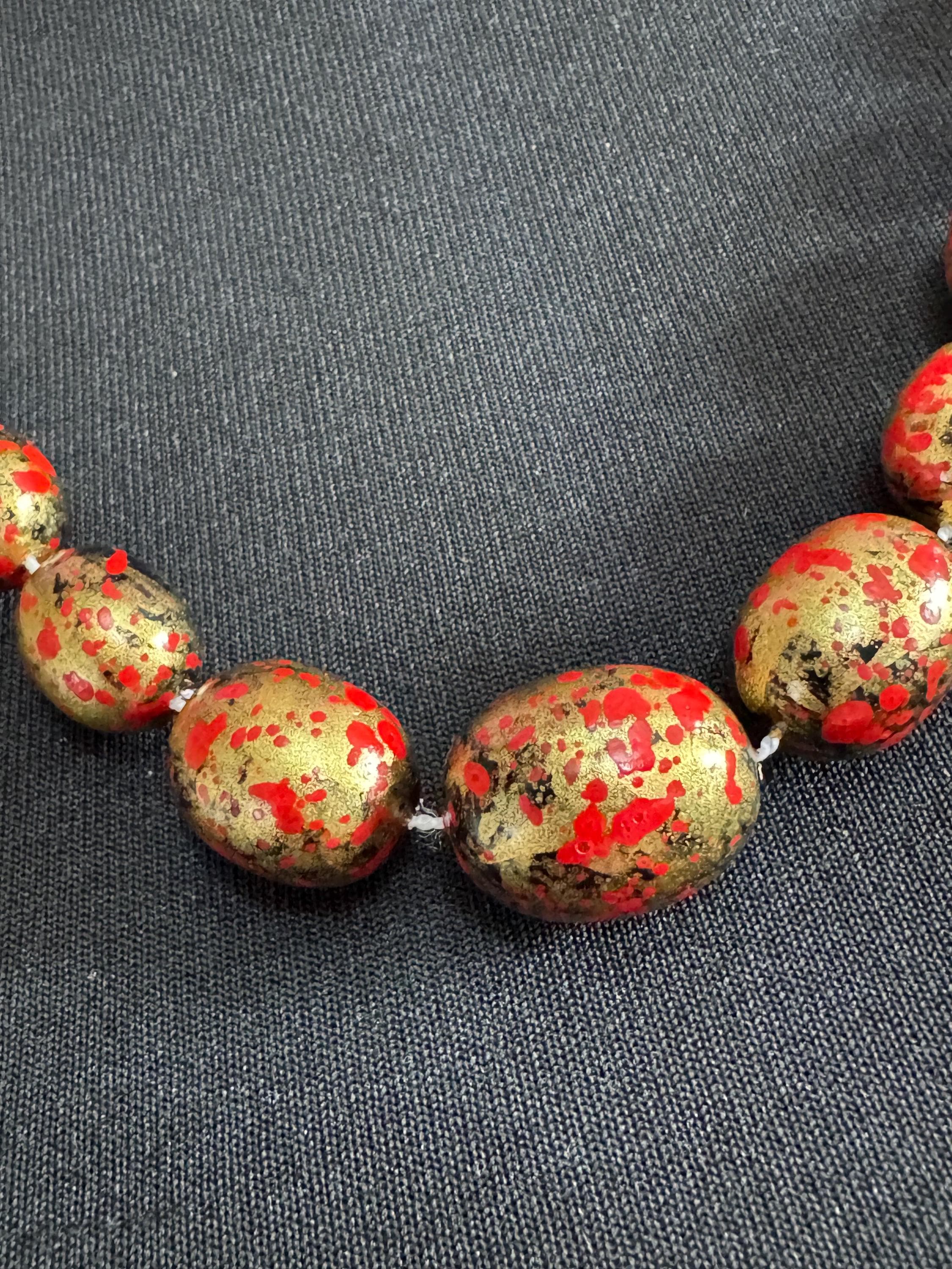 vintage Rochelle black and gold beaded long necklace