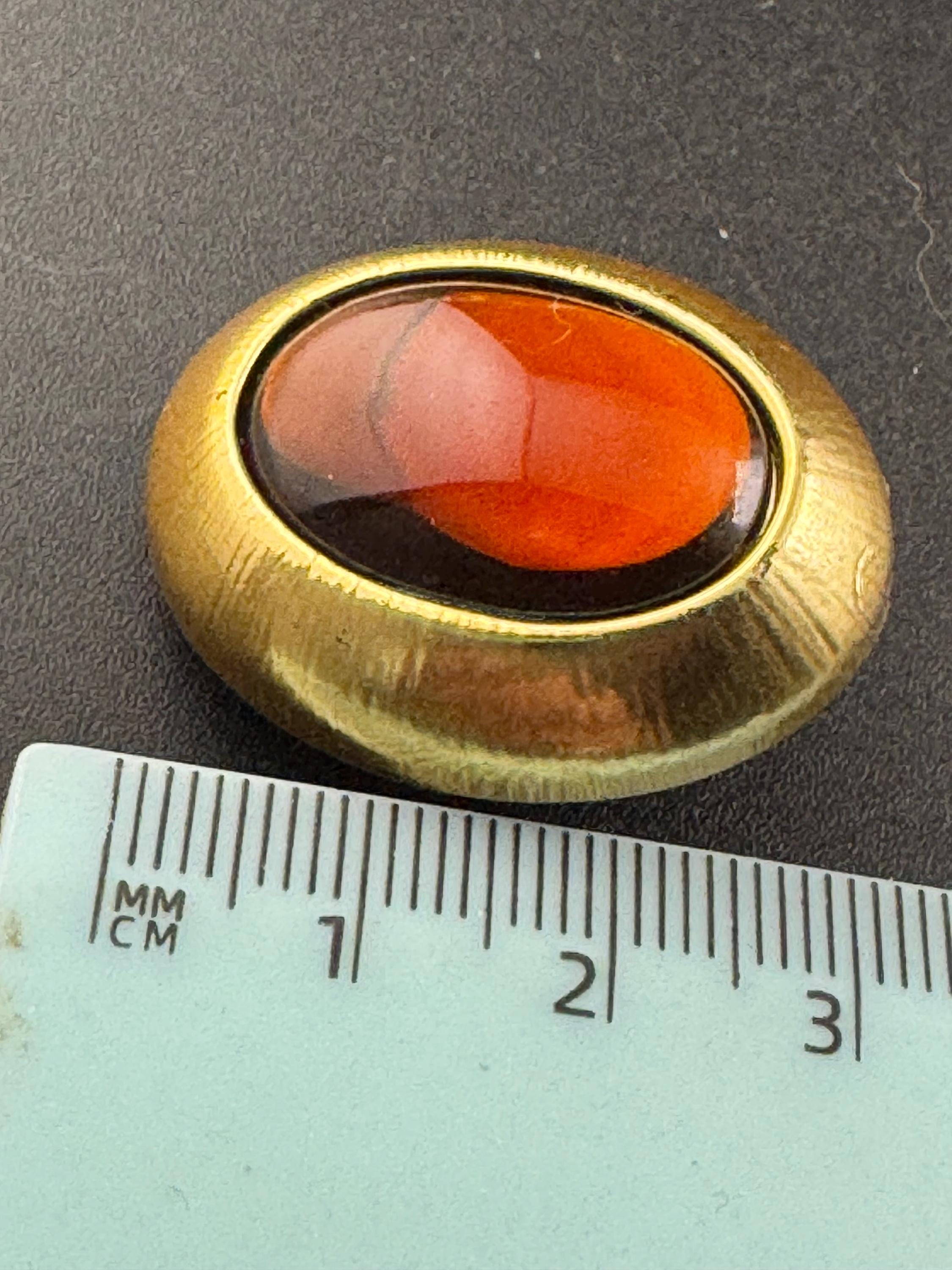 Vintage warm brown acrylic oval stud clip on earrings, gold tone 3cm