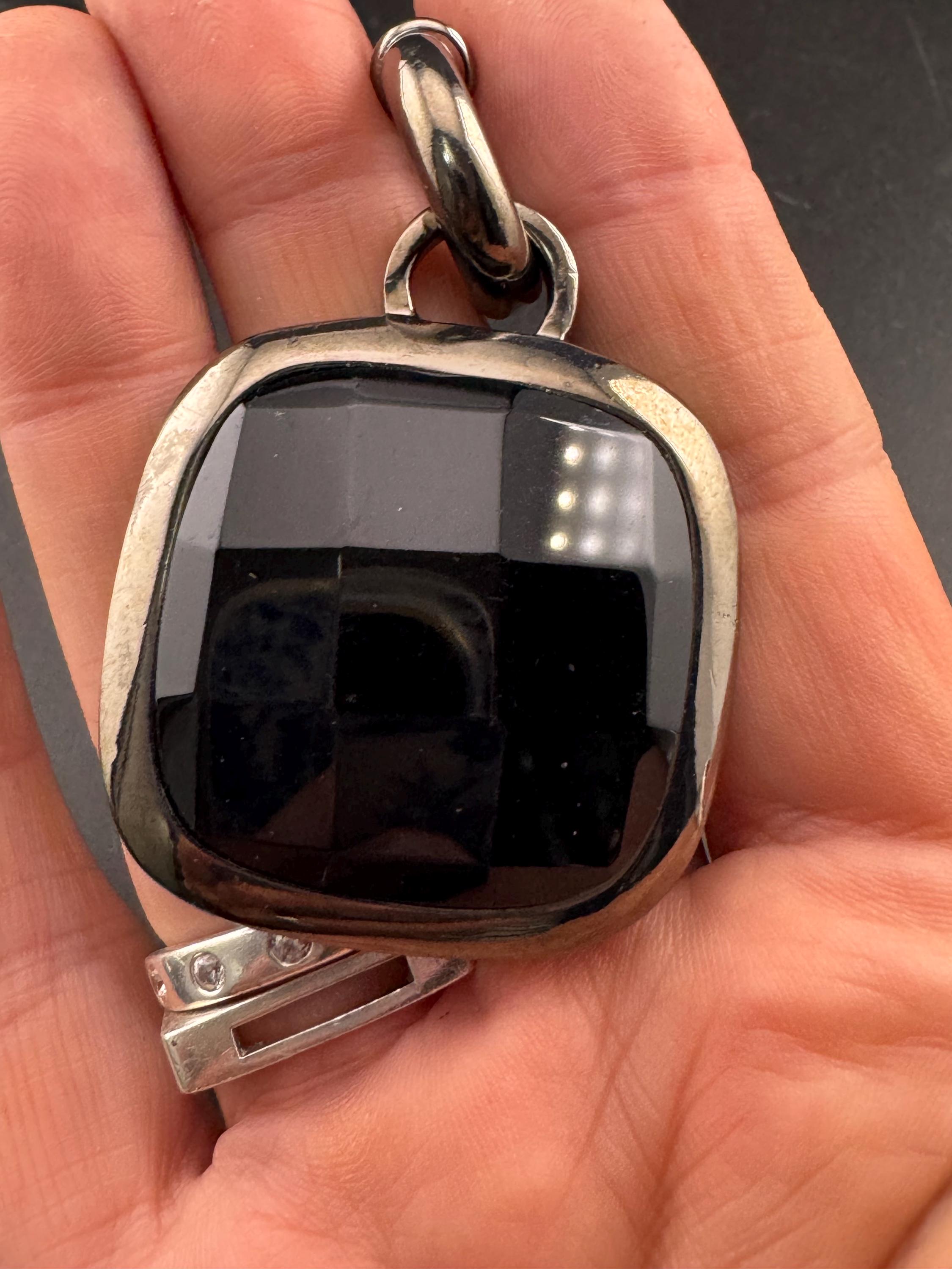 Signed dryberg kern slate grey black large glass pendant, danish designer piece senorita clasp