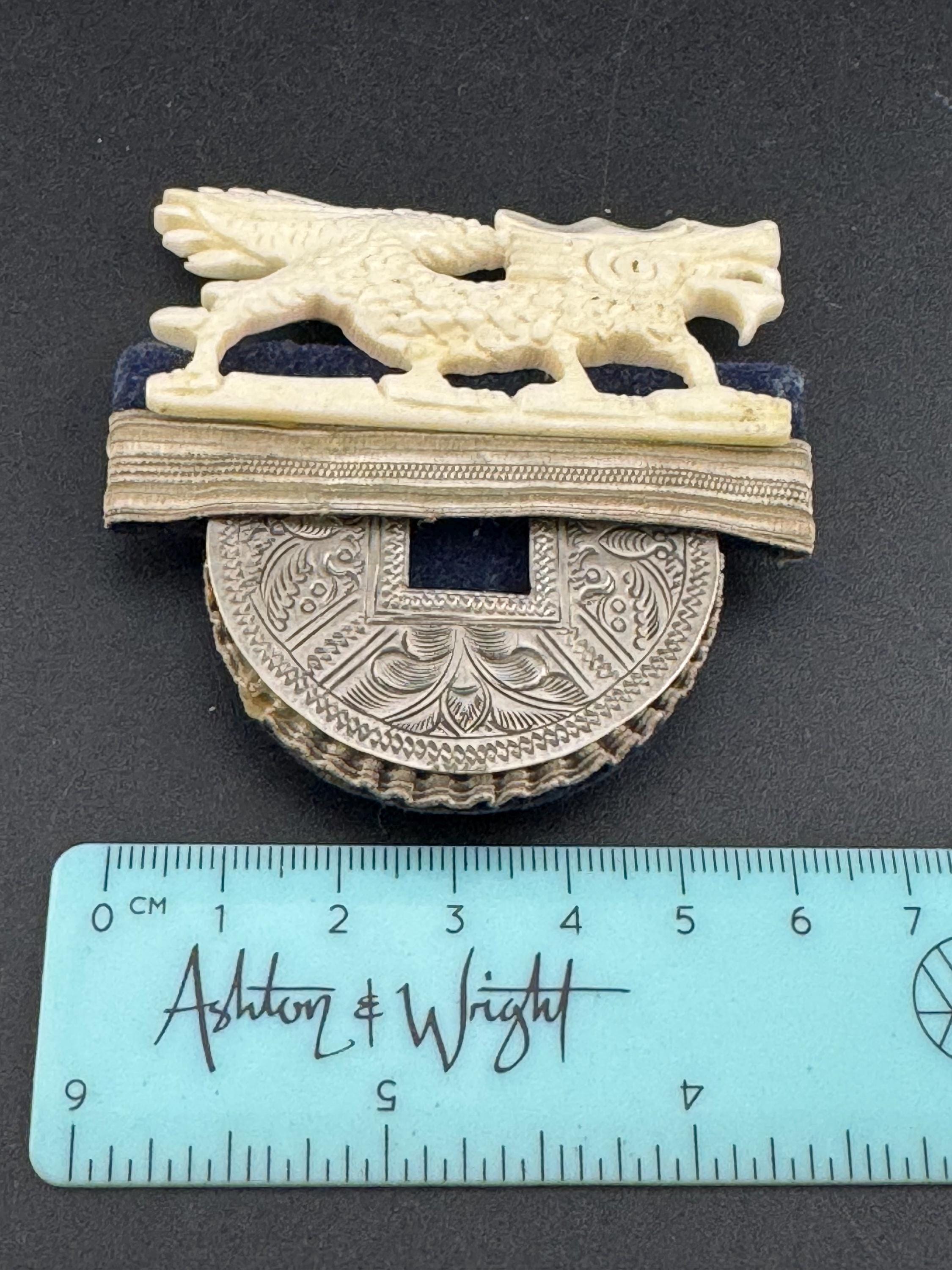 John Michelle Richardson Chinese oversized dragon brooch, etched silver vintage