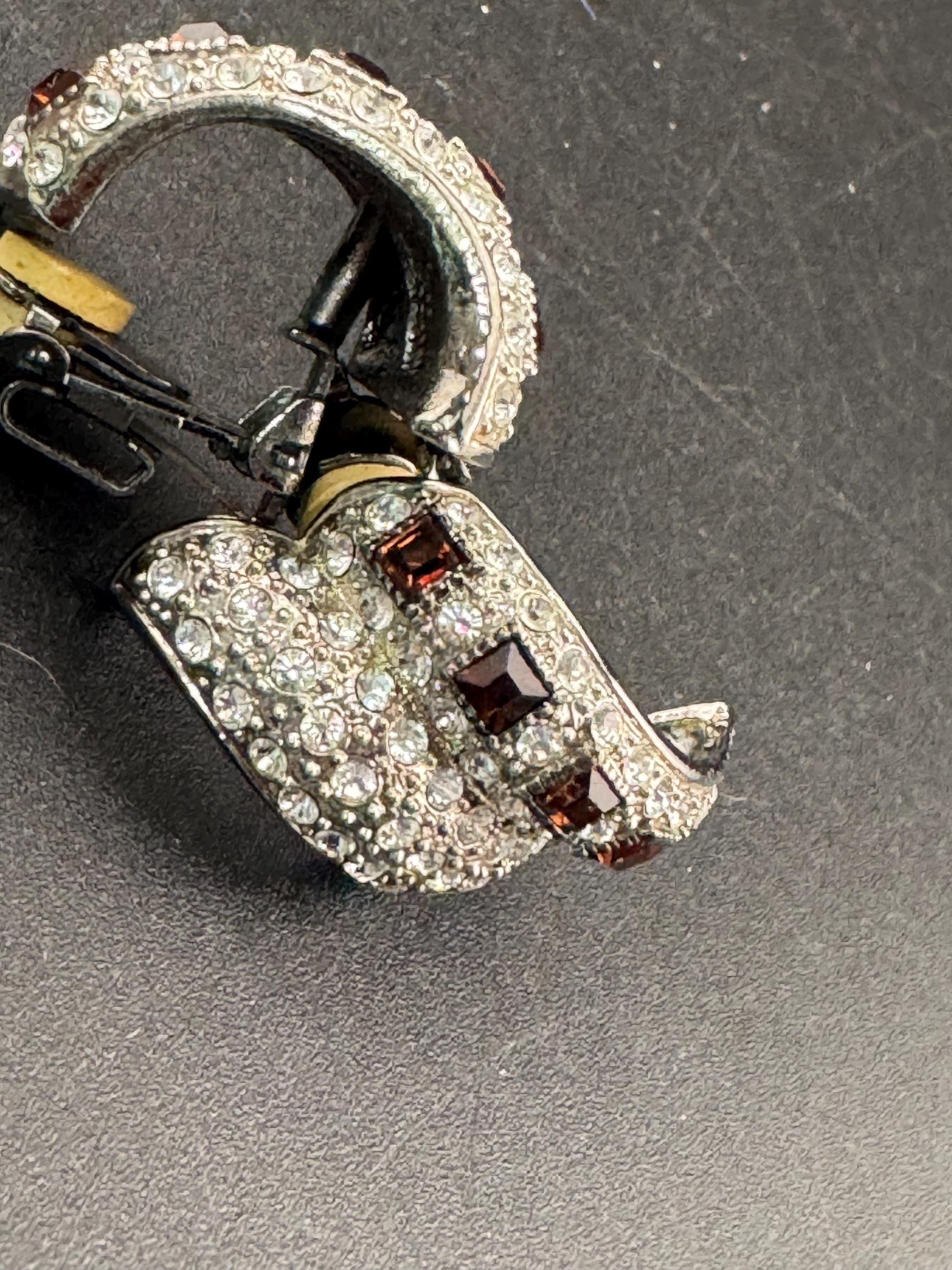 Signed FAC rhinestone half hoop earrings, fifth avenue collection