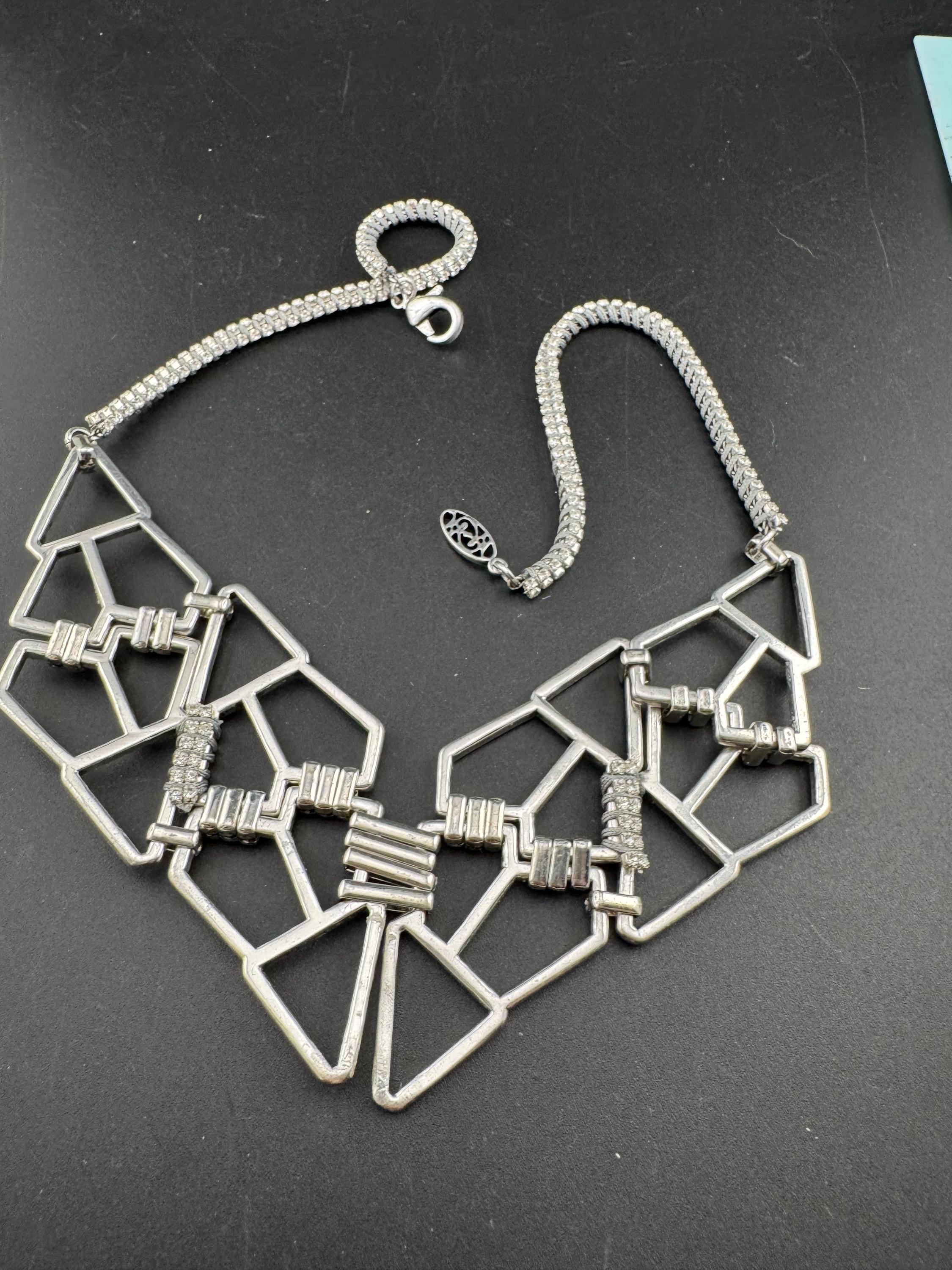 Swarovski Crystal geometric Choker: Retro statement Necklace