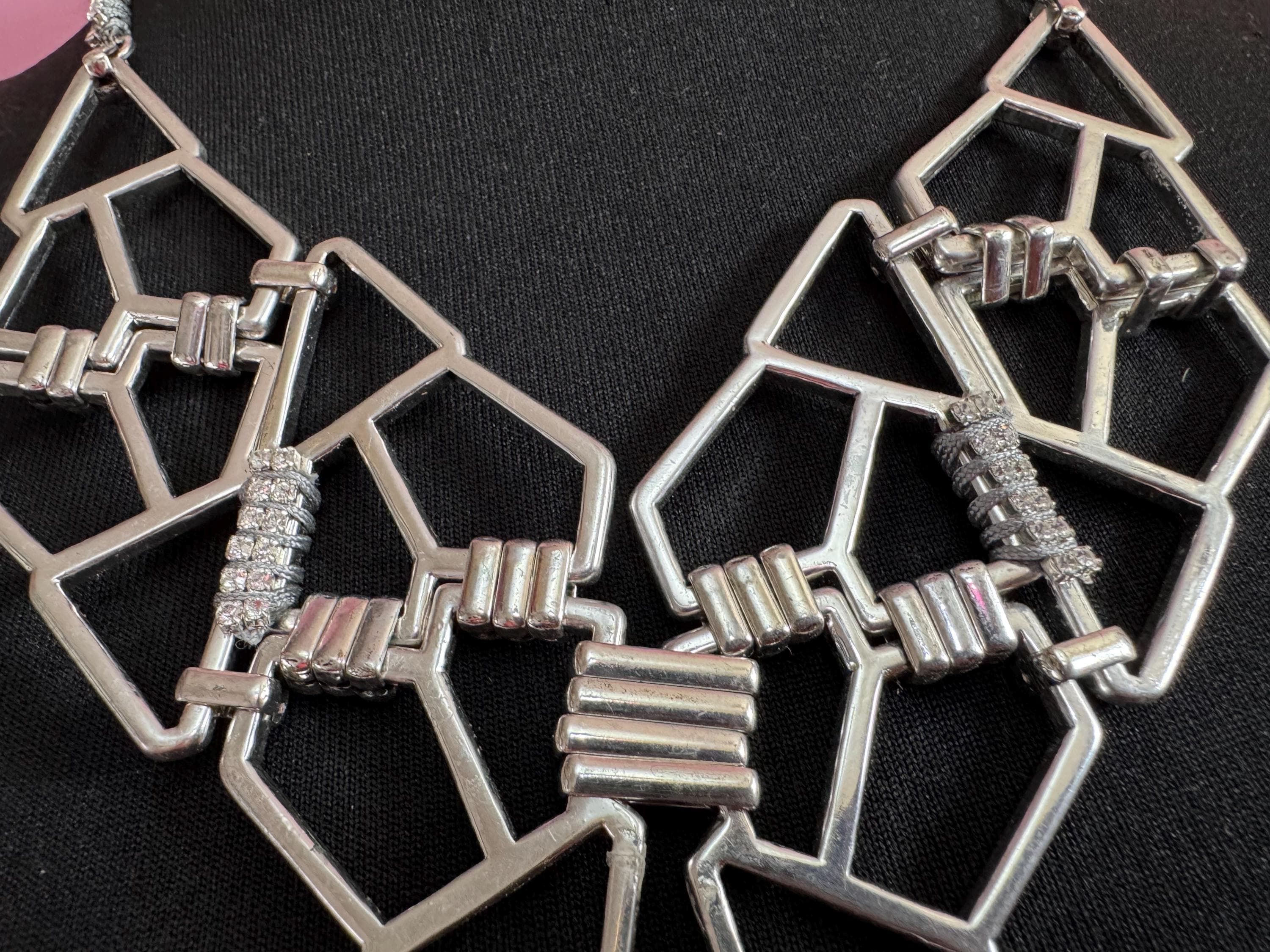 Swarovski Crystal geometric Choker: Retro statement Necklace