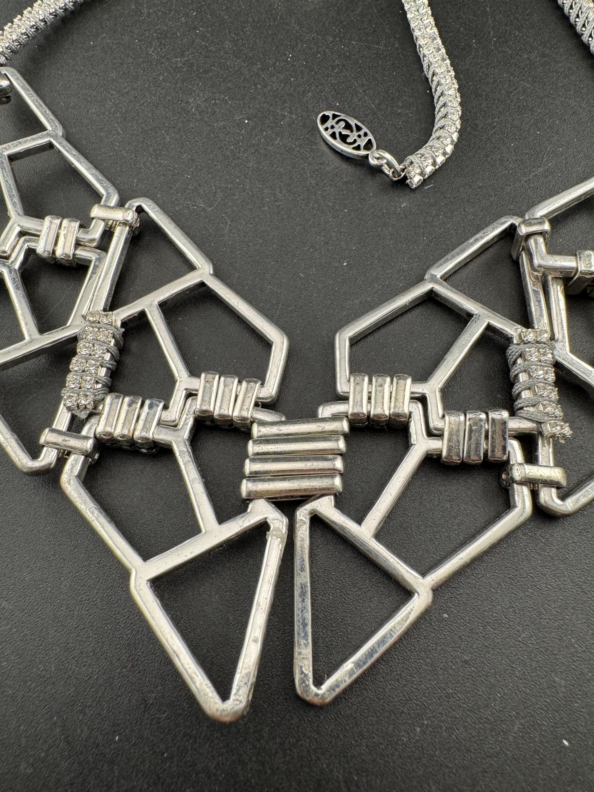 Swarovski Crystal geometric Choker: Retro statement Necklace