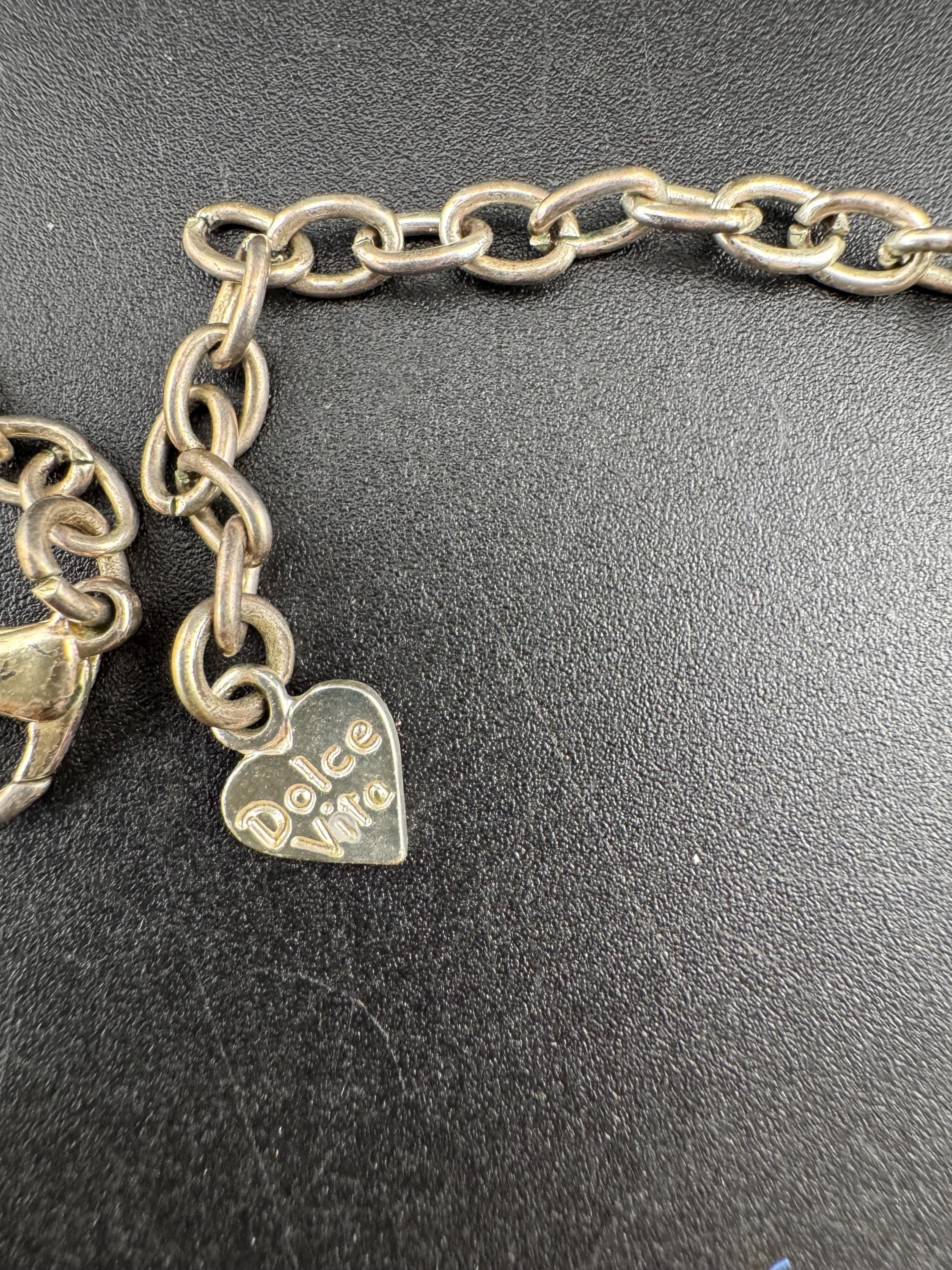 Signed Dolce Vita silver tone panel link choker necklace, Paris France Designer