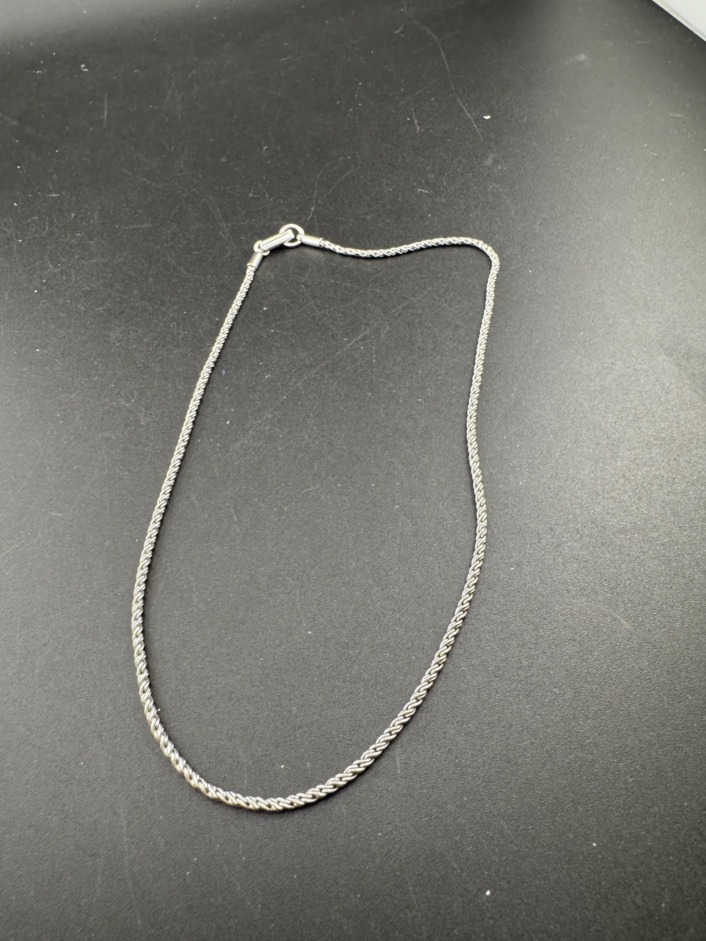 Signed Swarovski silver plated short 41cm rope chain necklace, swan