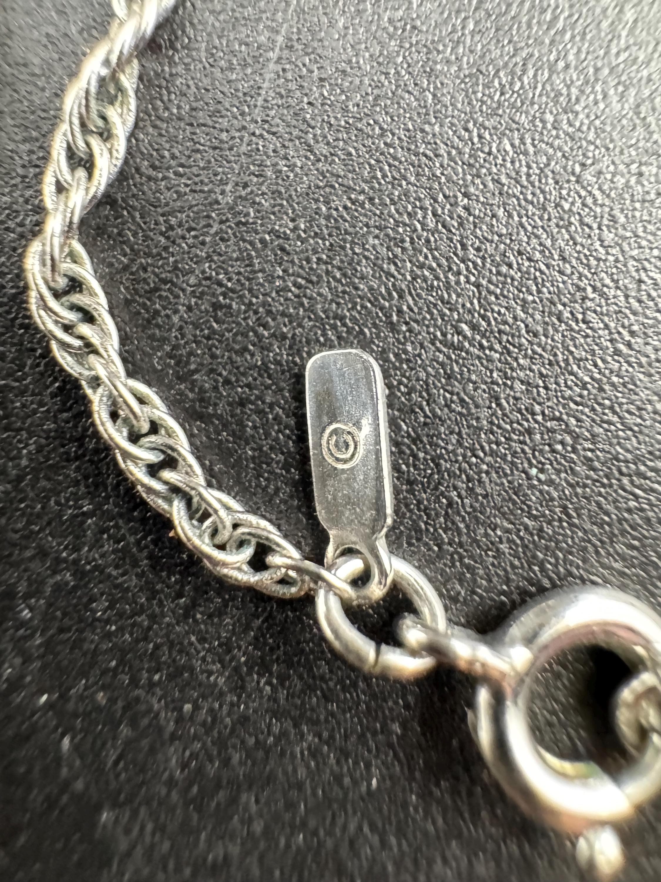 Signed MONET plain fine short silver twisted rope chain necklace 47cm