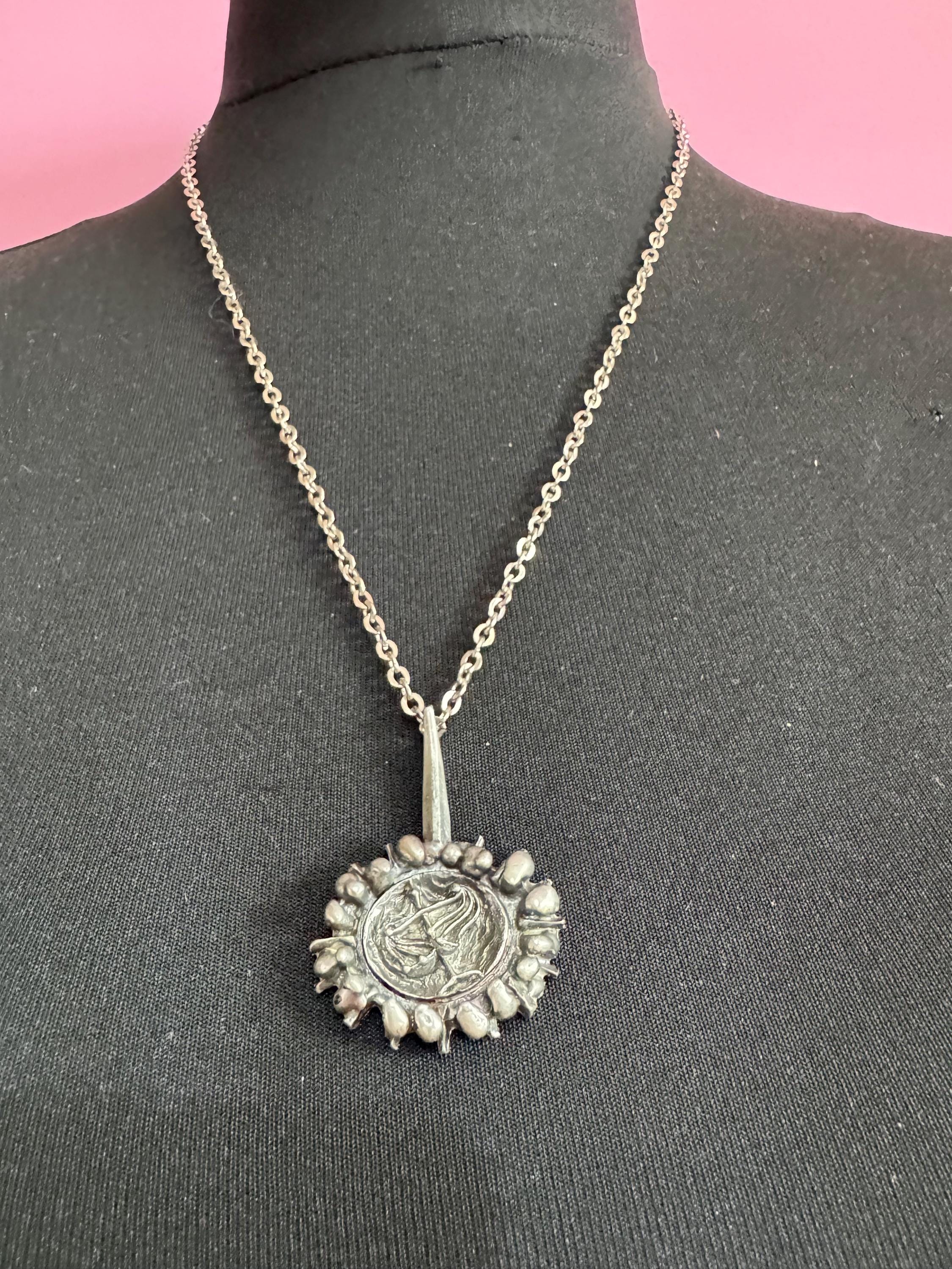 Lysgards danish brutalist medallion pendant on a 60cm chain