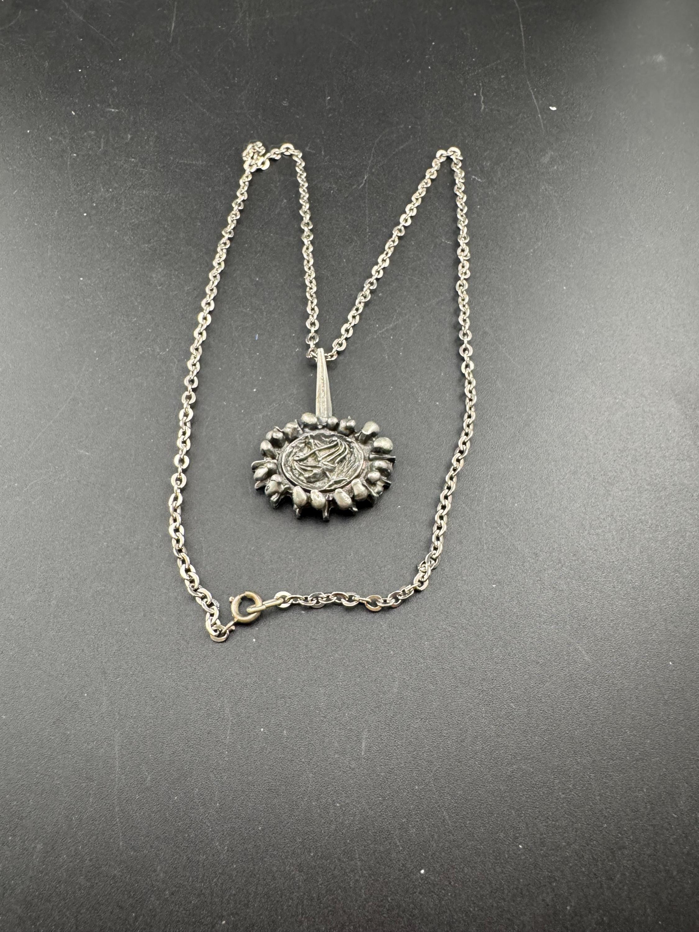 Lysgards danish brutalist medallion pendant on a 60cm chain