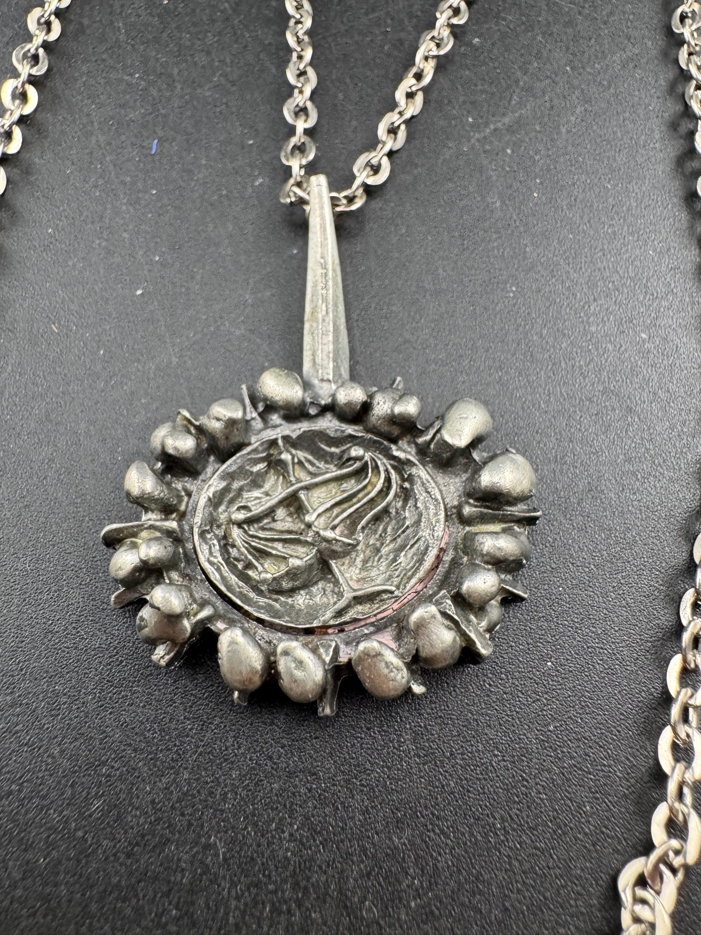 Lysgards danish brutalist medallion pendant on a 60cm chain