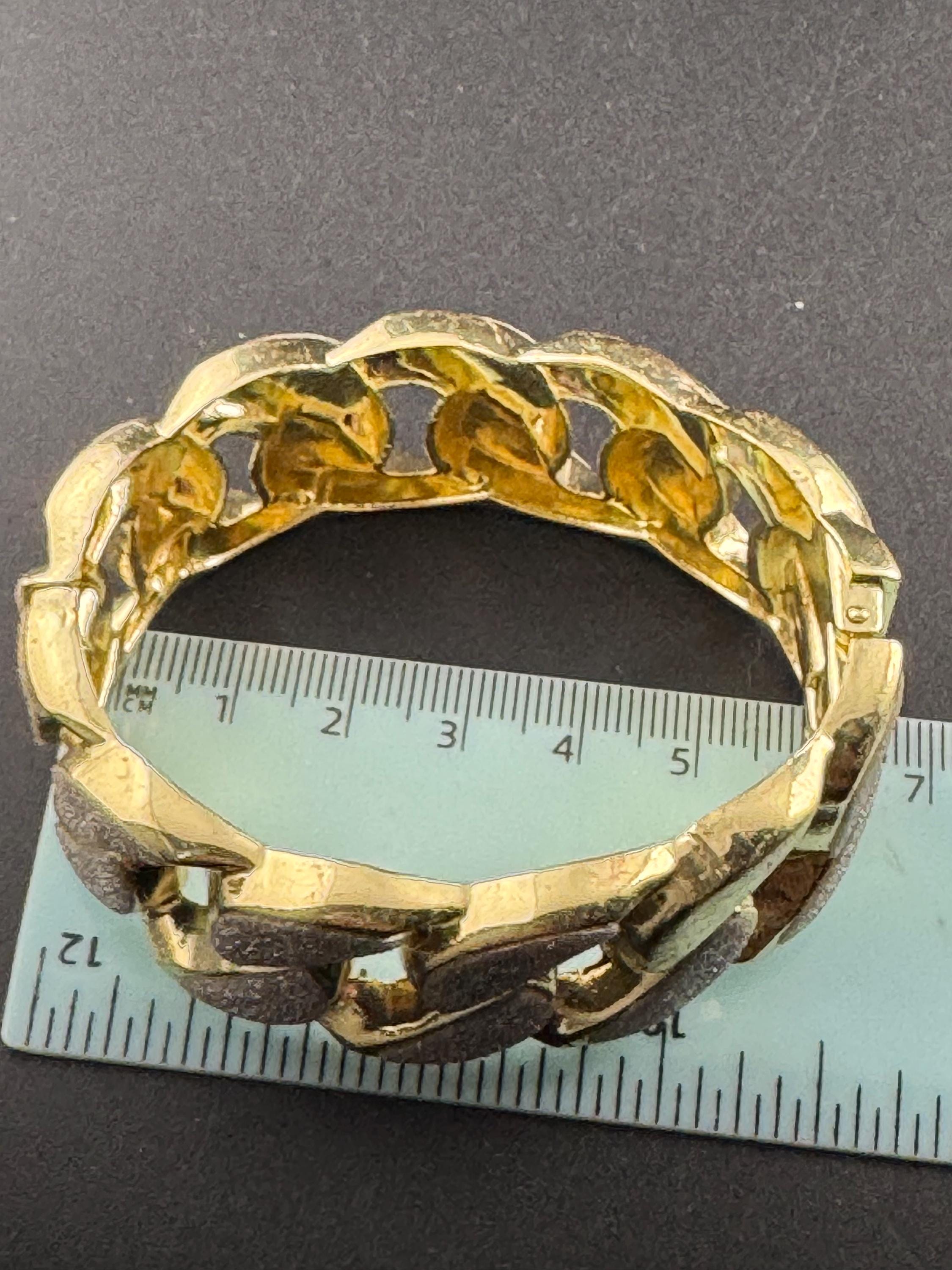 Retro y2k chunky glitter diamanté curb chain hinged clamper bangle