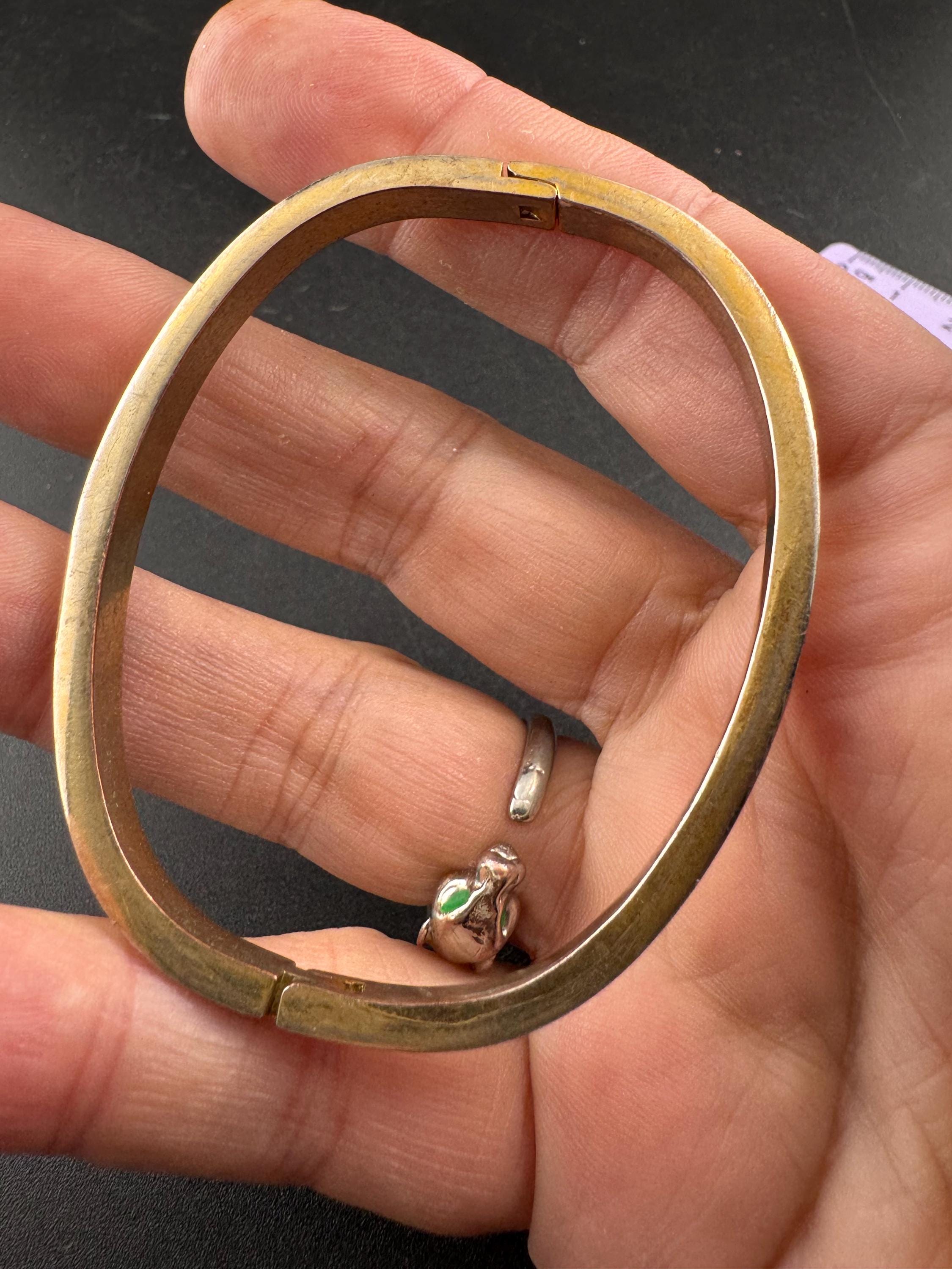 Retro squared clear diamanté crystal channel set hinged clamper bangle