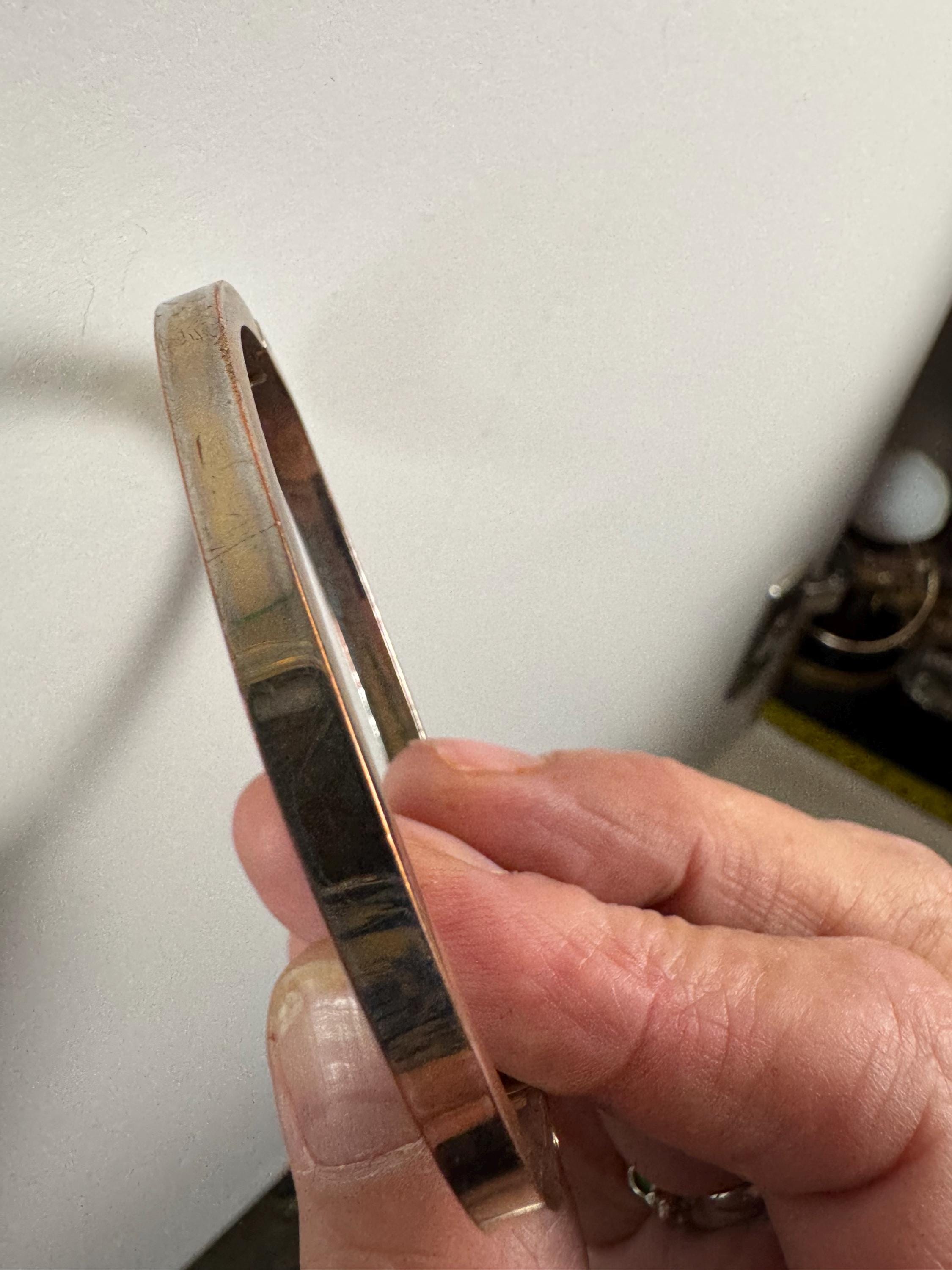 Retro squared clear diamanté crystal channel set hinged clamper bangle